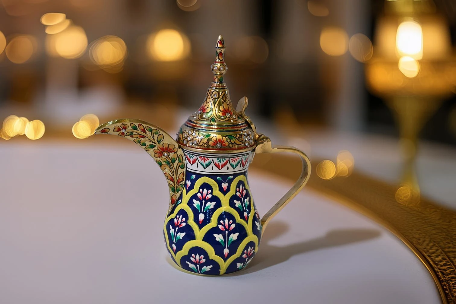 Jashn – Arabic Coffee Dallah Set with Tea Cart & 6 Glasses