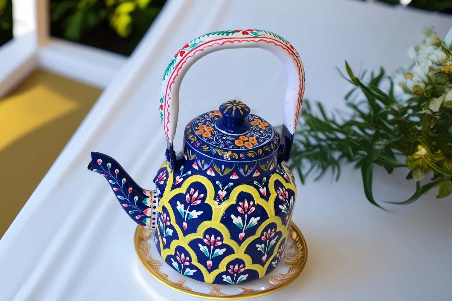 Jashn – Arabic Coffee Dallah Set with Tea Cart & 6 Glasses