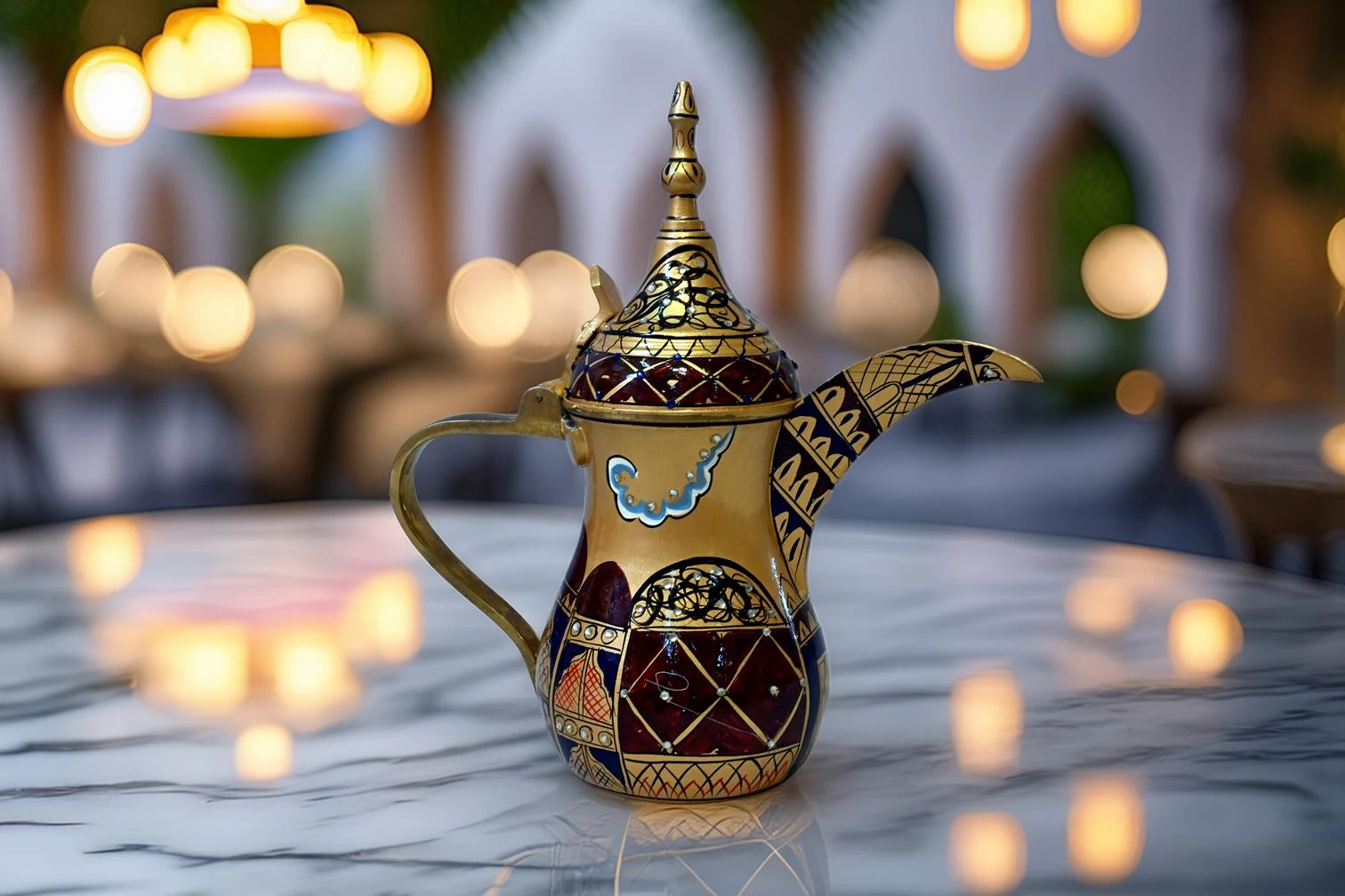 arabic coffee dallah, hand painted dallah,