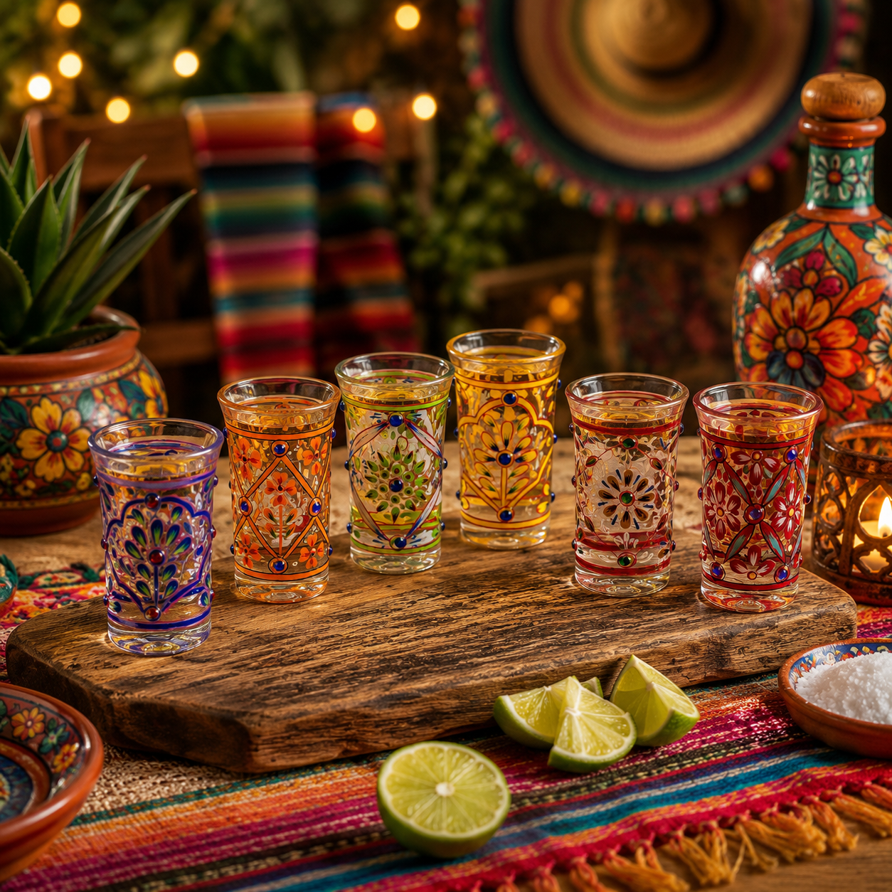 Fiesta Jewels – Hand-Painted Shot Glass Set of 6
