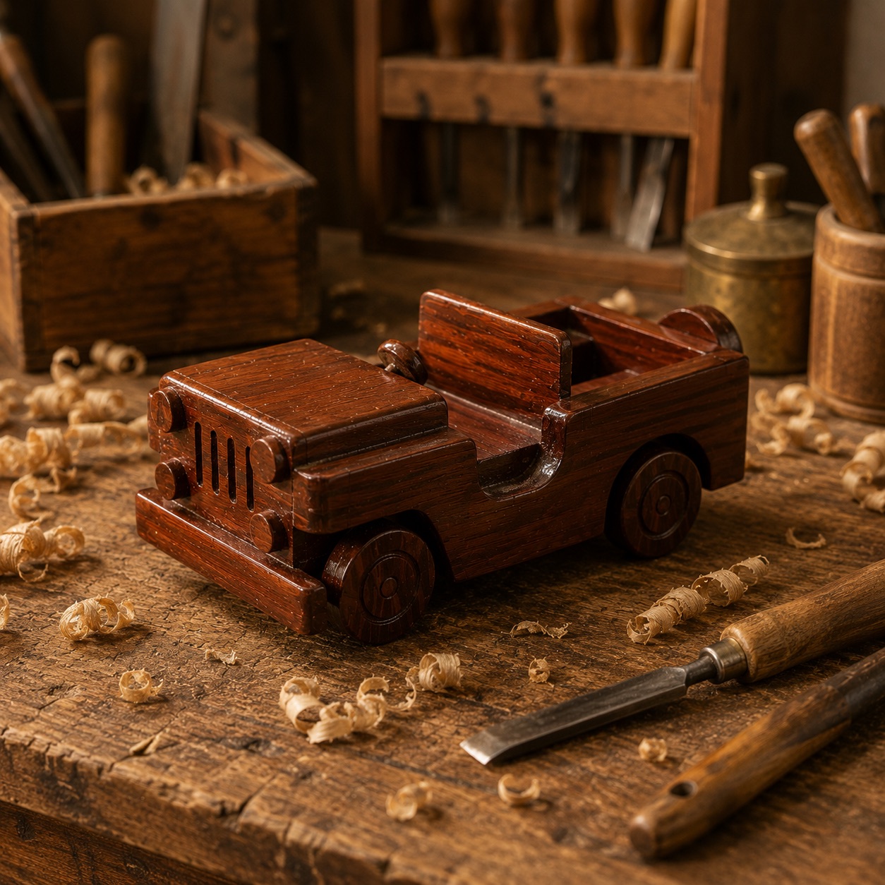 Handcrafted Wooden Jeep – Handmade Wooden Toy Car & Rustic Home Decor Accent