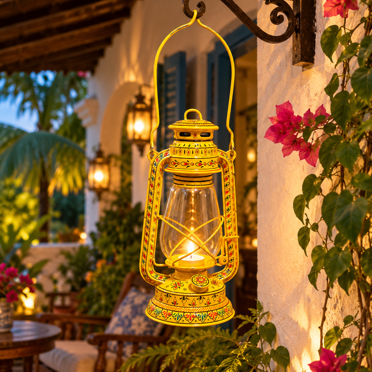 Hand-Painted Indian Candle Lantern : Sunehri – Golden Radiance