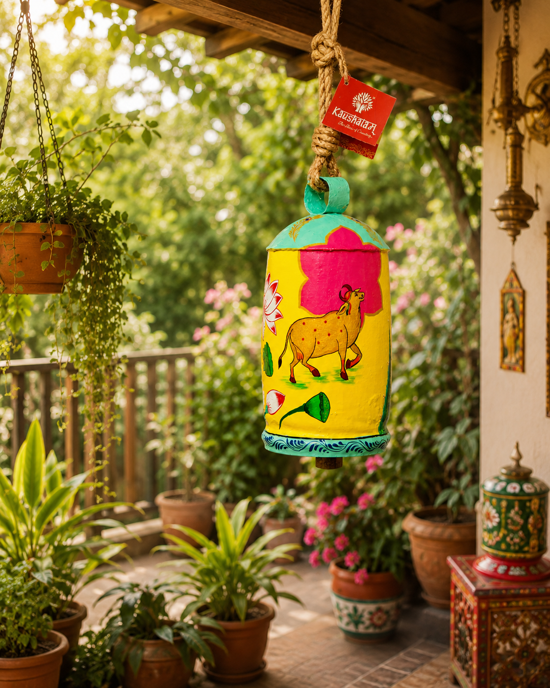 Hand Painted Cow Bell 10 Inches - Paradise