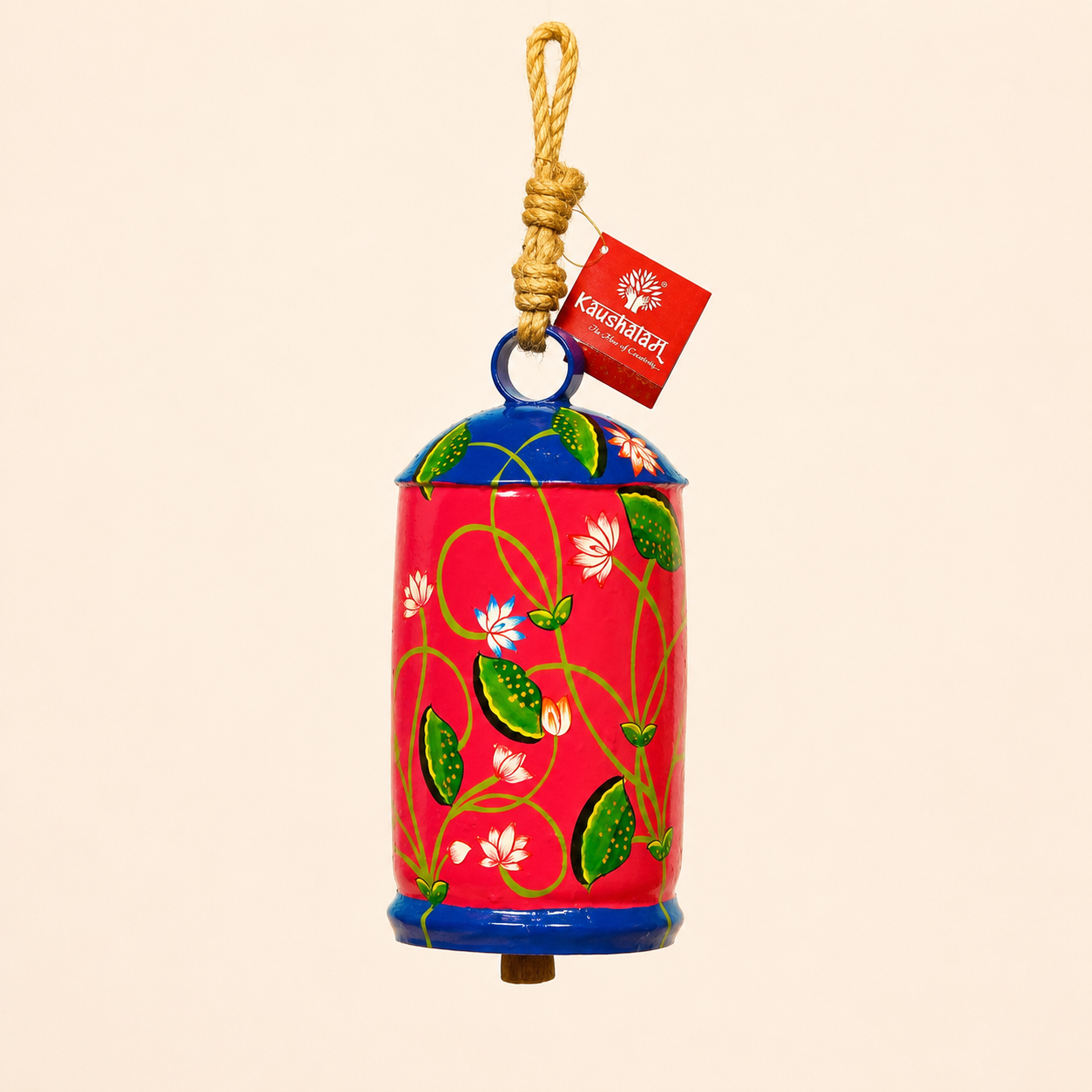 Hand Painted Cow Bell 10 Inches - Lotus Pond