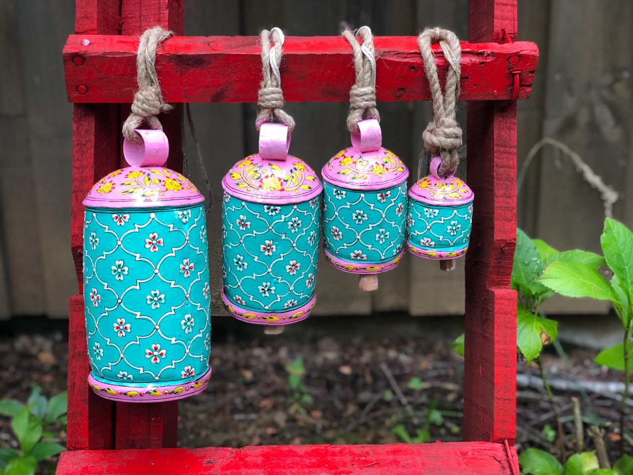 Hand Painted Cow Bells Set of 4: Soulful Hand Painted Cow Bells Set of 4: Soulful