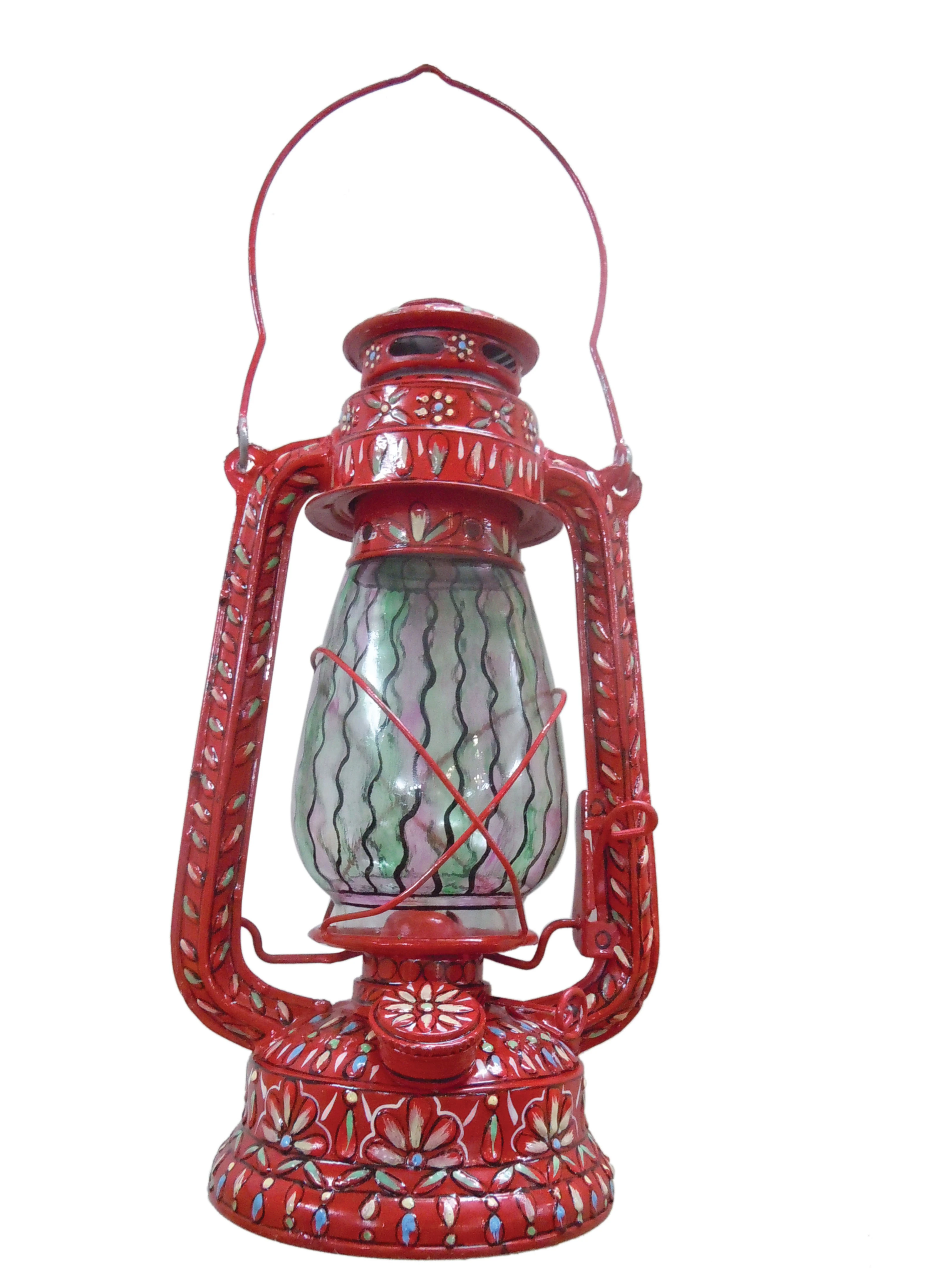 Hand Painted Lantern Lamp  -  Red