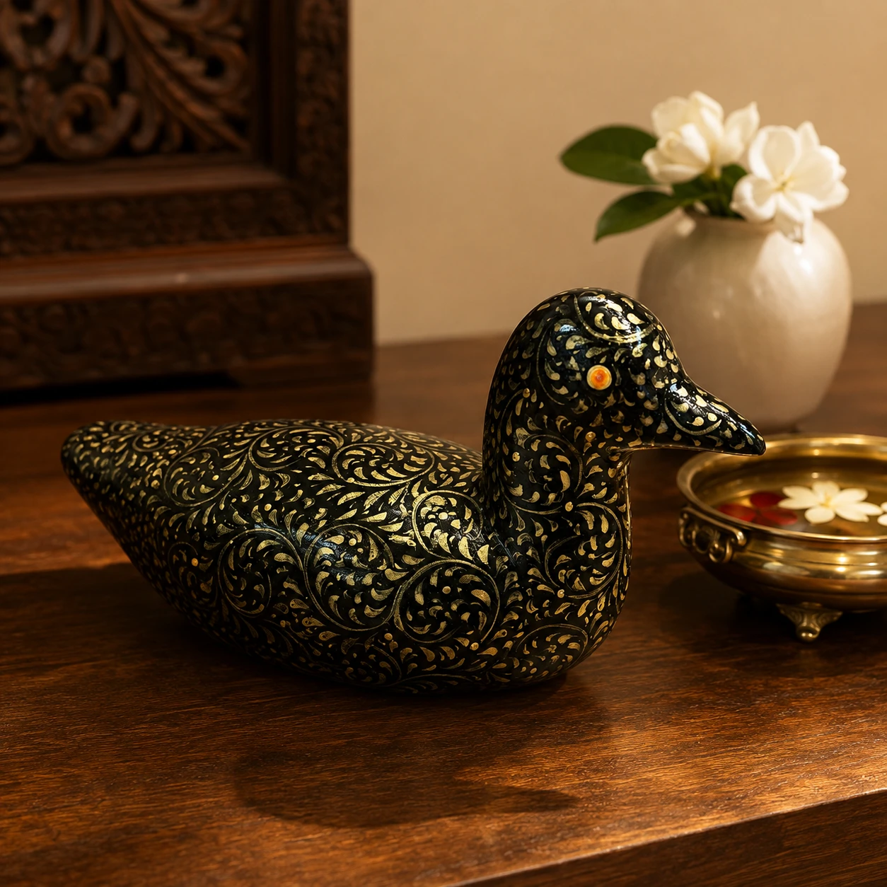 Good luck Paper Mache Duck- the mandarin duck figurine