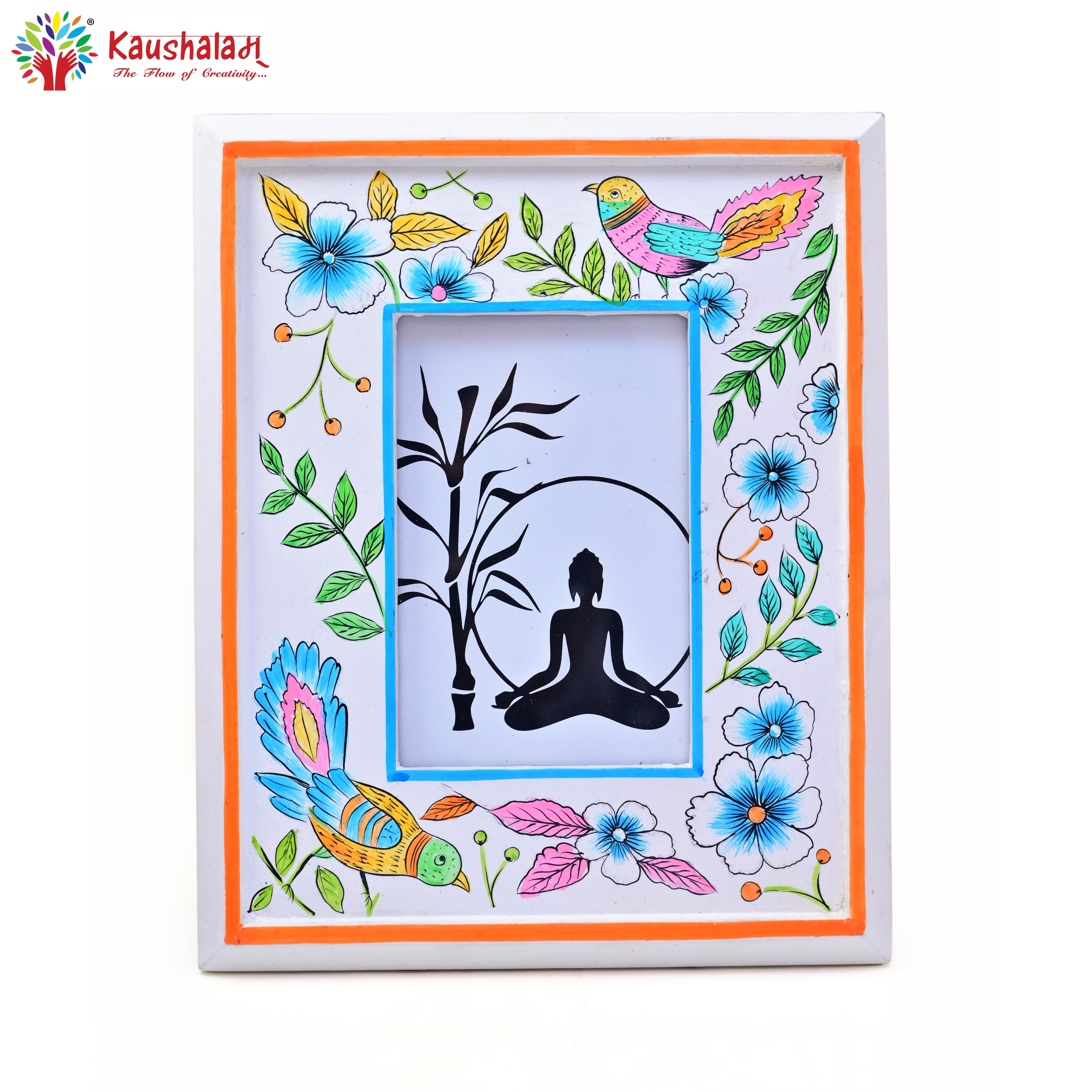 Hand Painted Photo Frame: Peach Bird