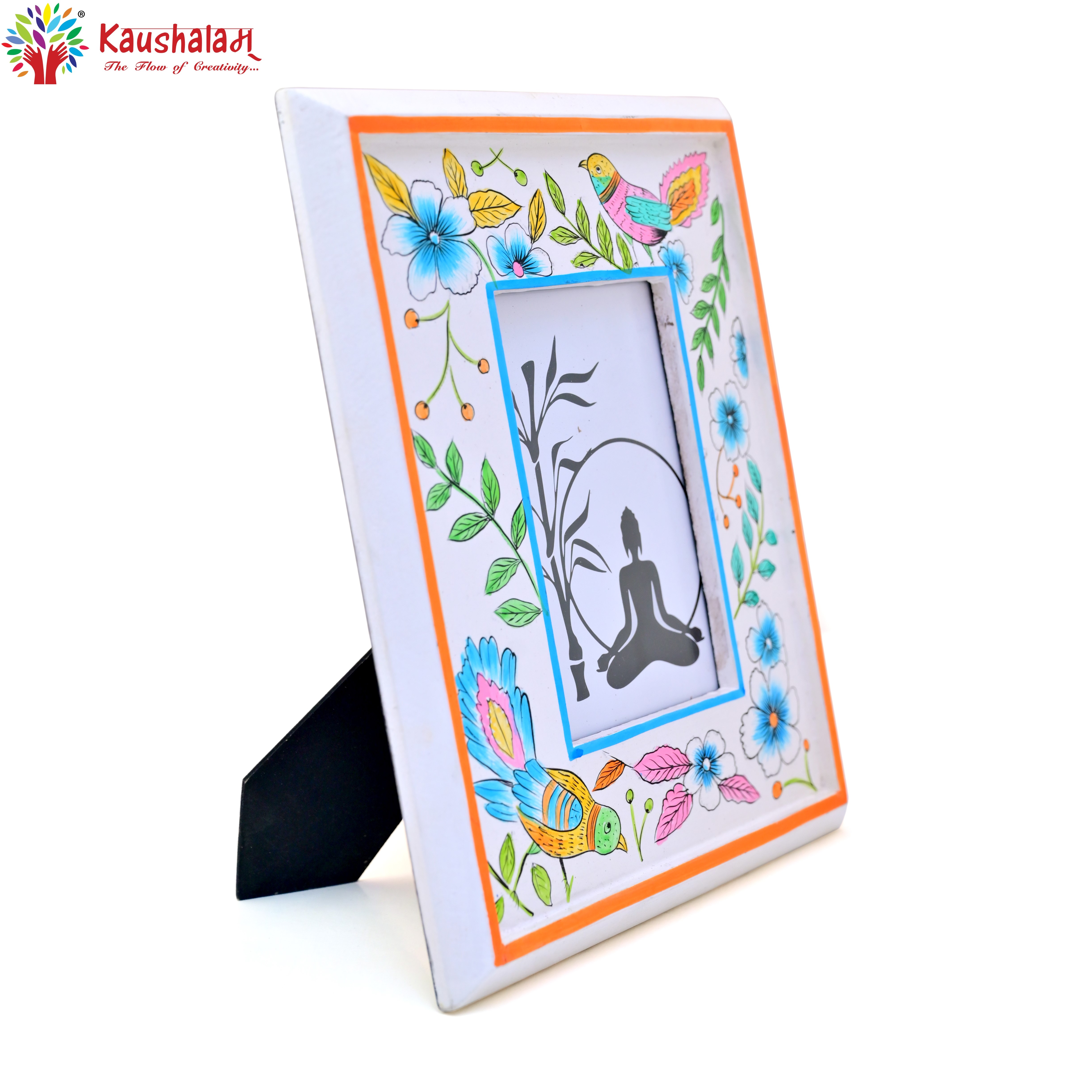 Hand Painted Photo Frame: Peach Bird