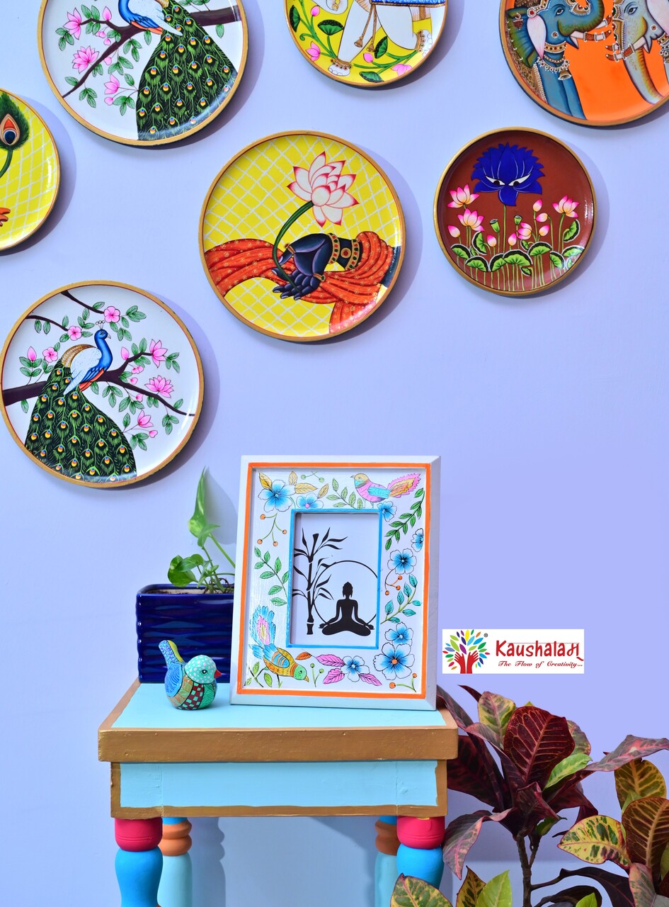 Hand Painted Photo Frame: Peach Bird