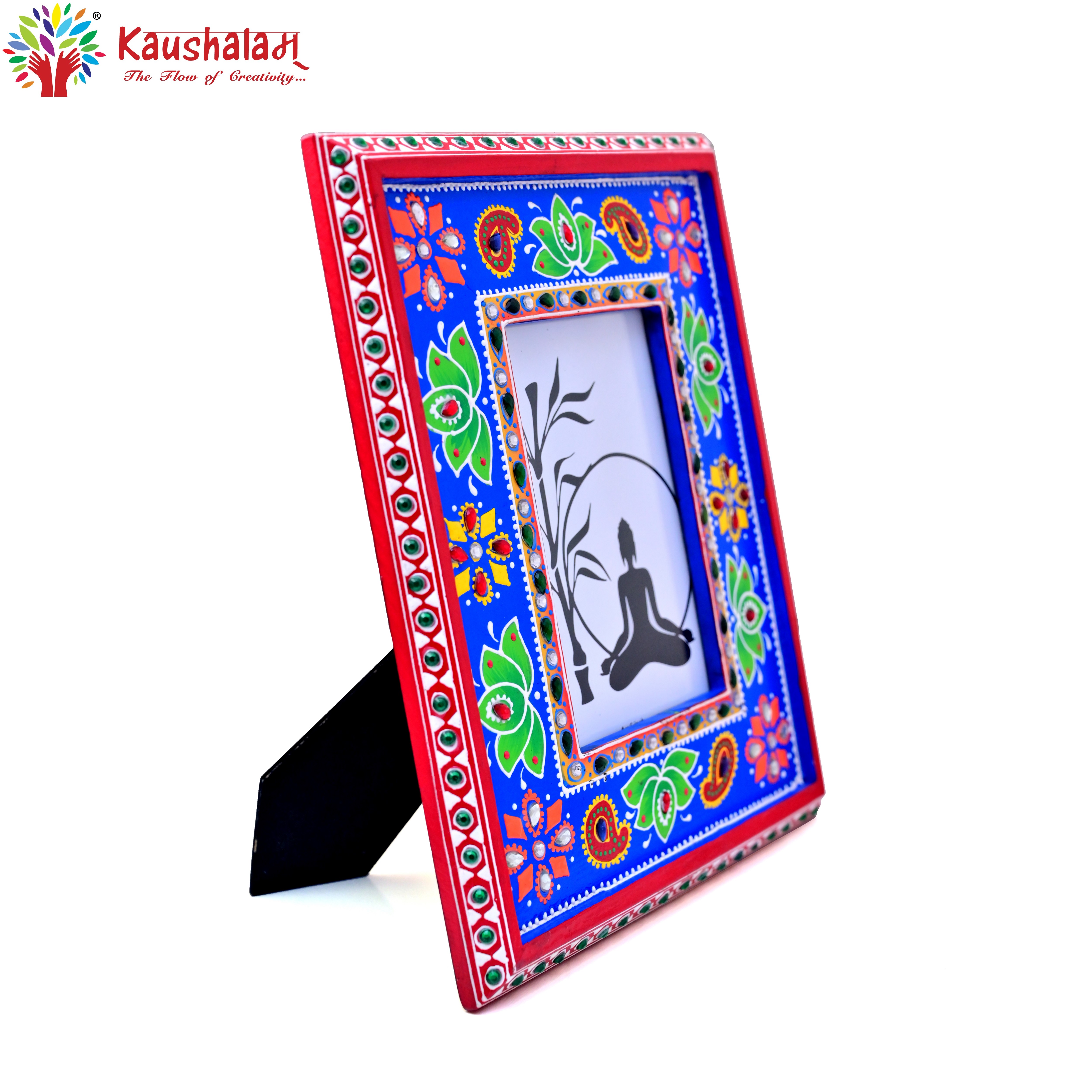 Hand Painted Photo Frame: Green Lotus
