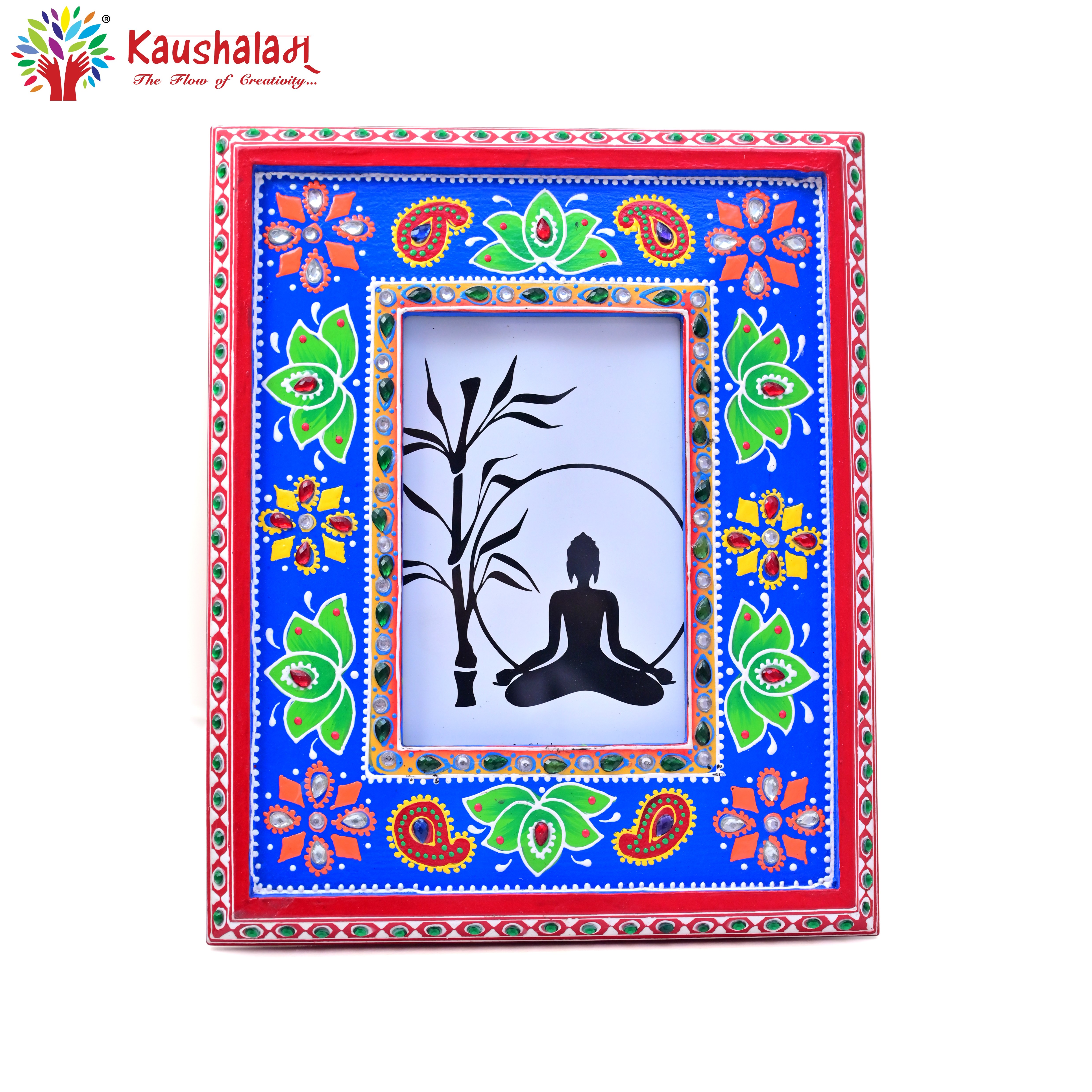 Hand Painted Photo Frame: Green Lotus