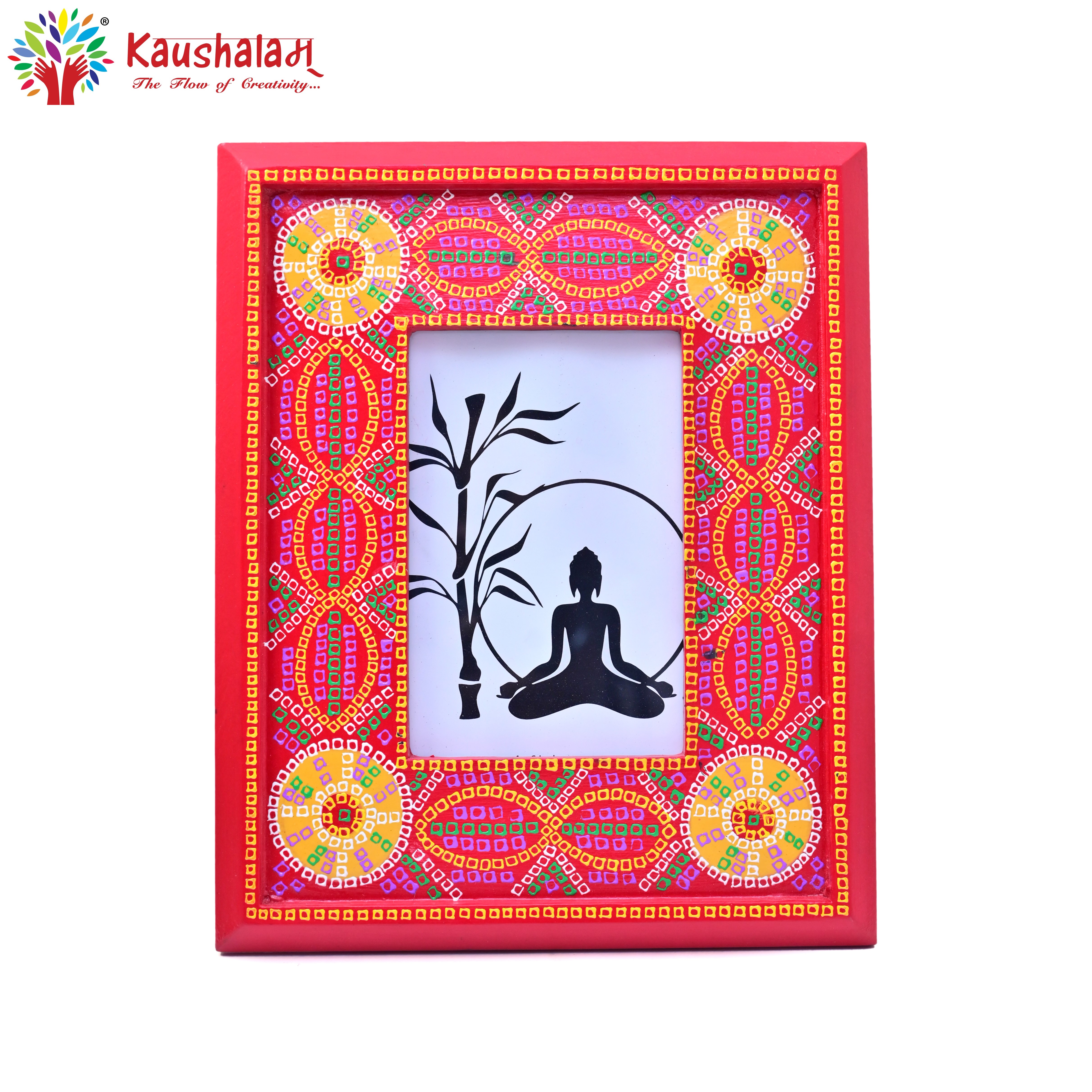 Hand Painted Photo Frame - Indian Bandhej,  Tie & Die Pattern