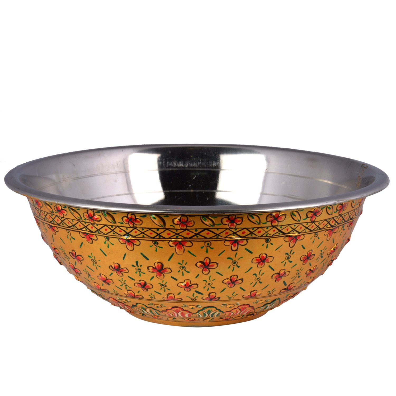 Hand painted serving Salad bowl: Golden