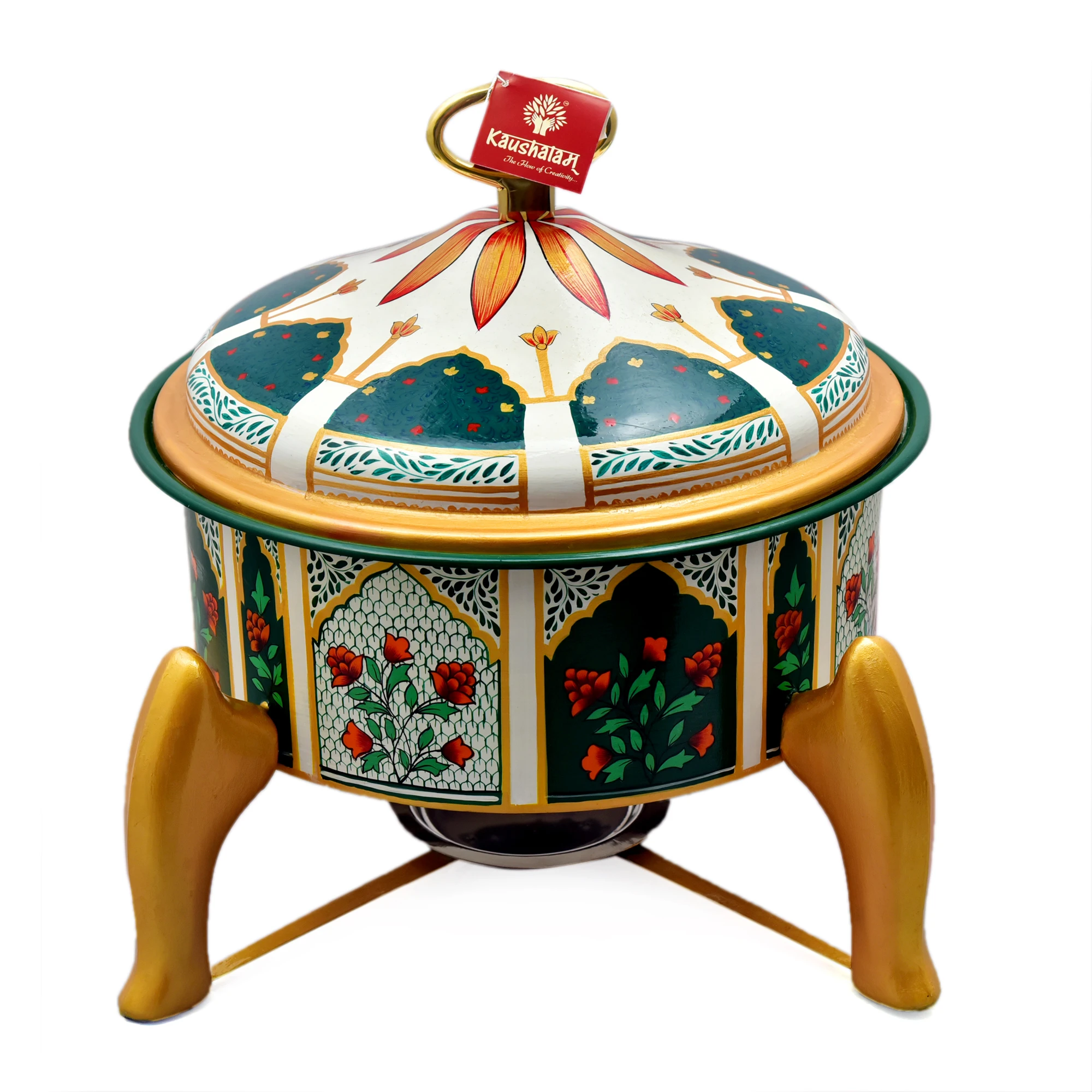 Hand Painted Chafing Dish  - Royal Mughal