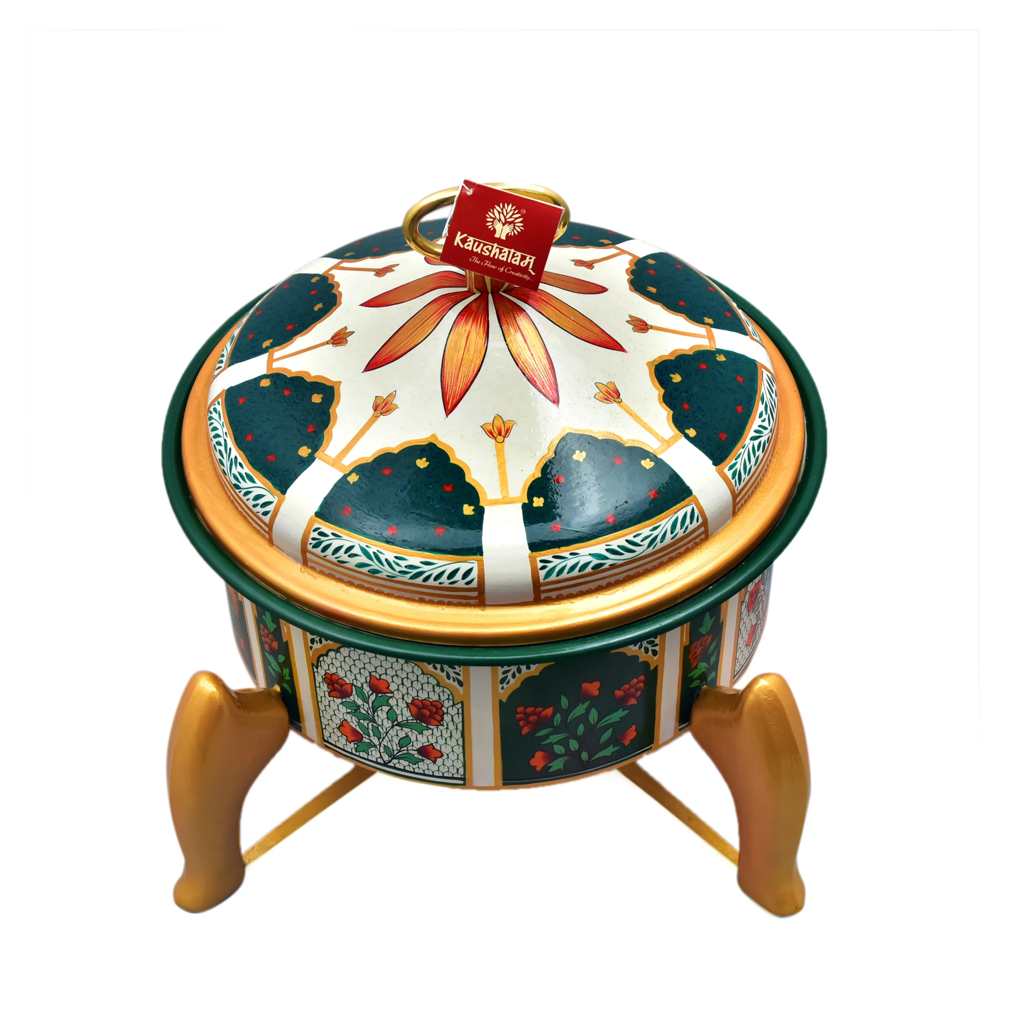 Hand Painted Chafing Dish  - Royal Mughal