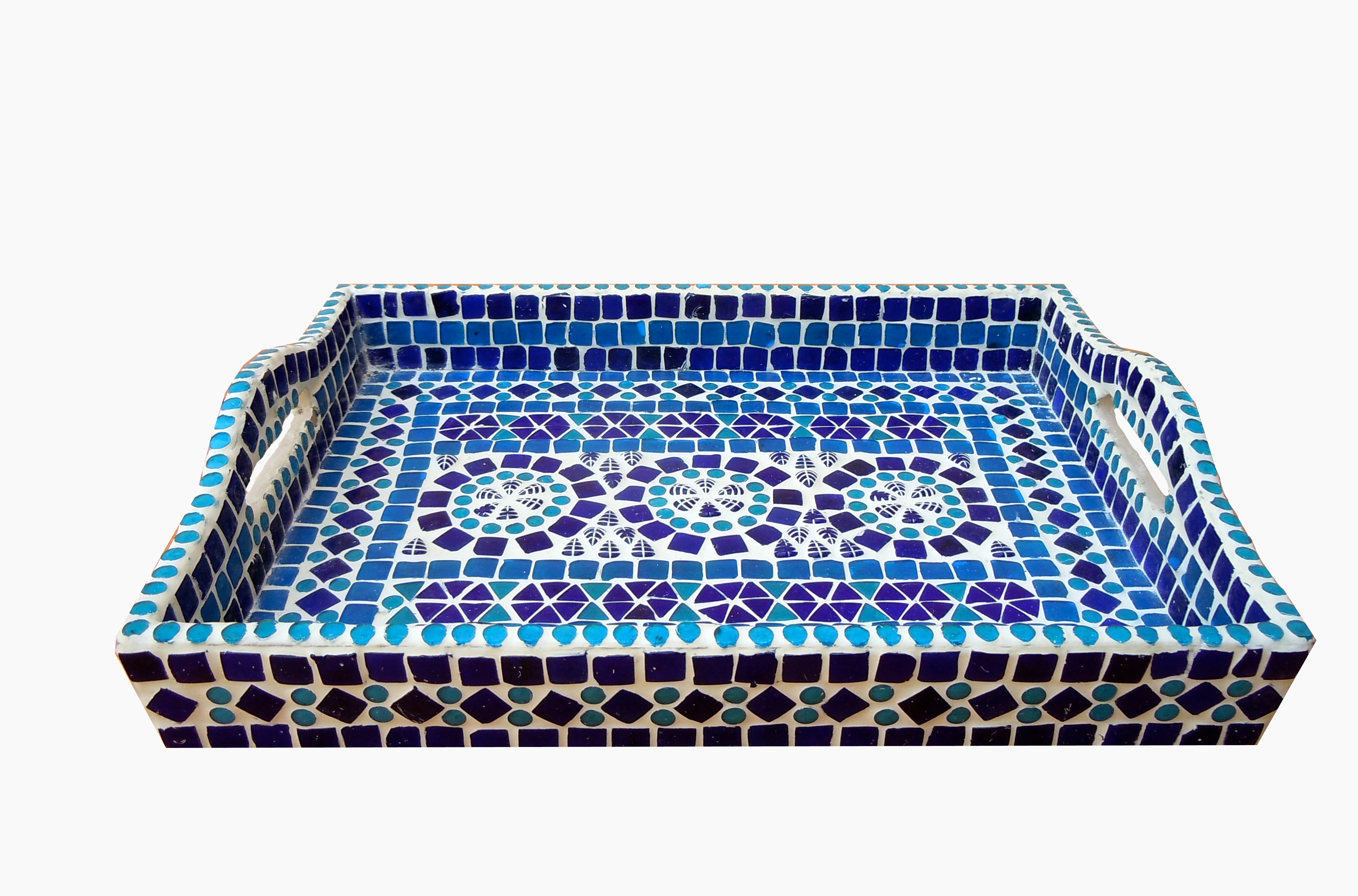 Mosaic Art Blue Serving Tray