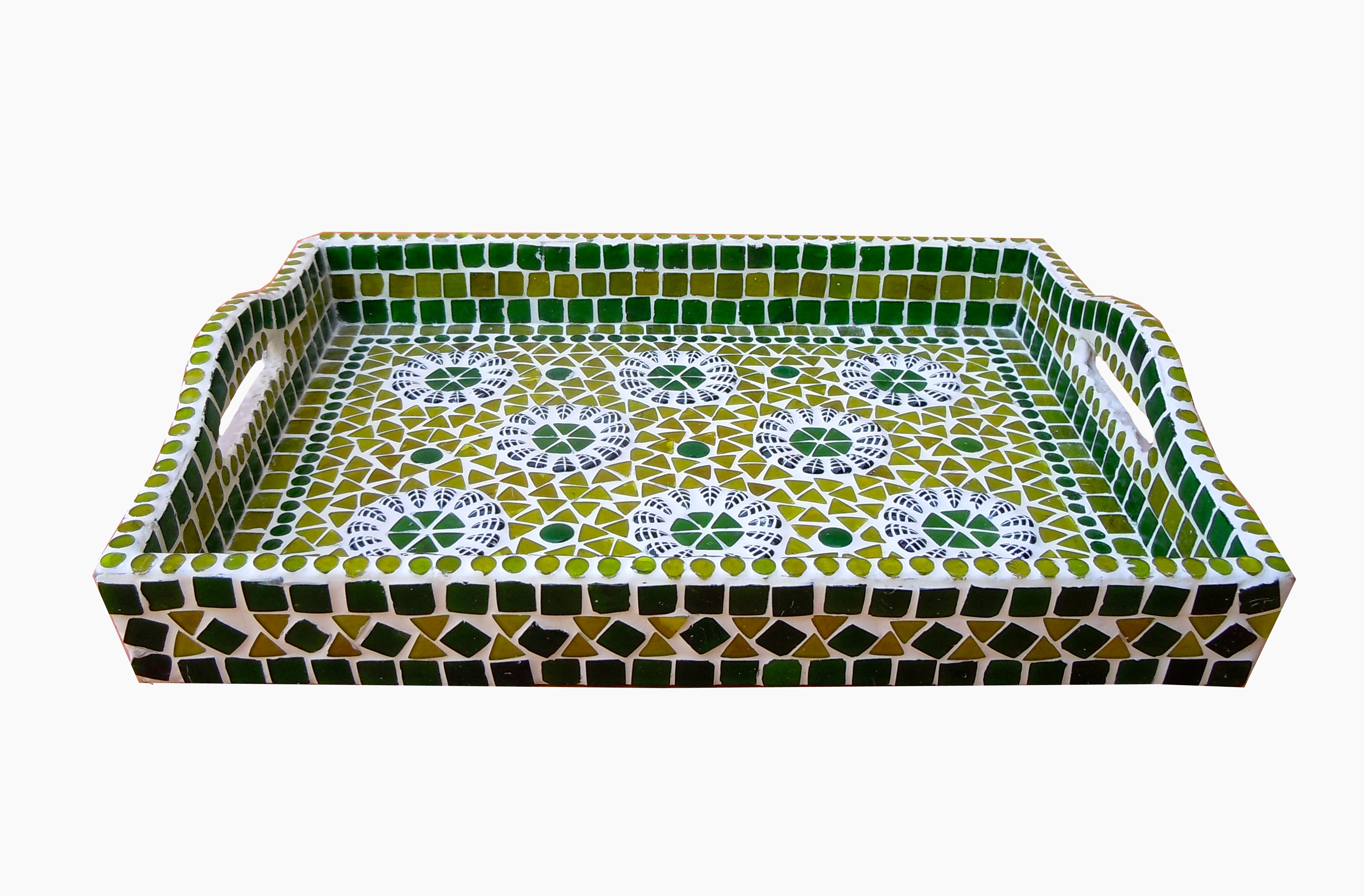 Mosaic Art Hand Made Tray: Green