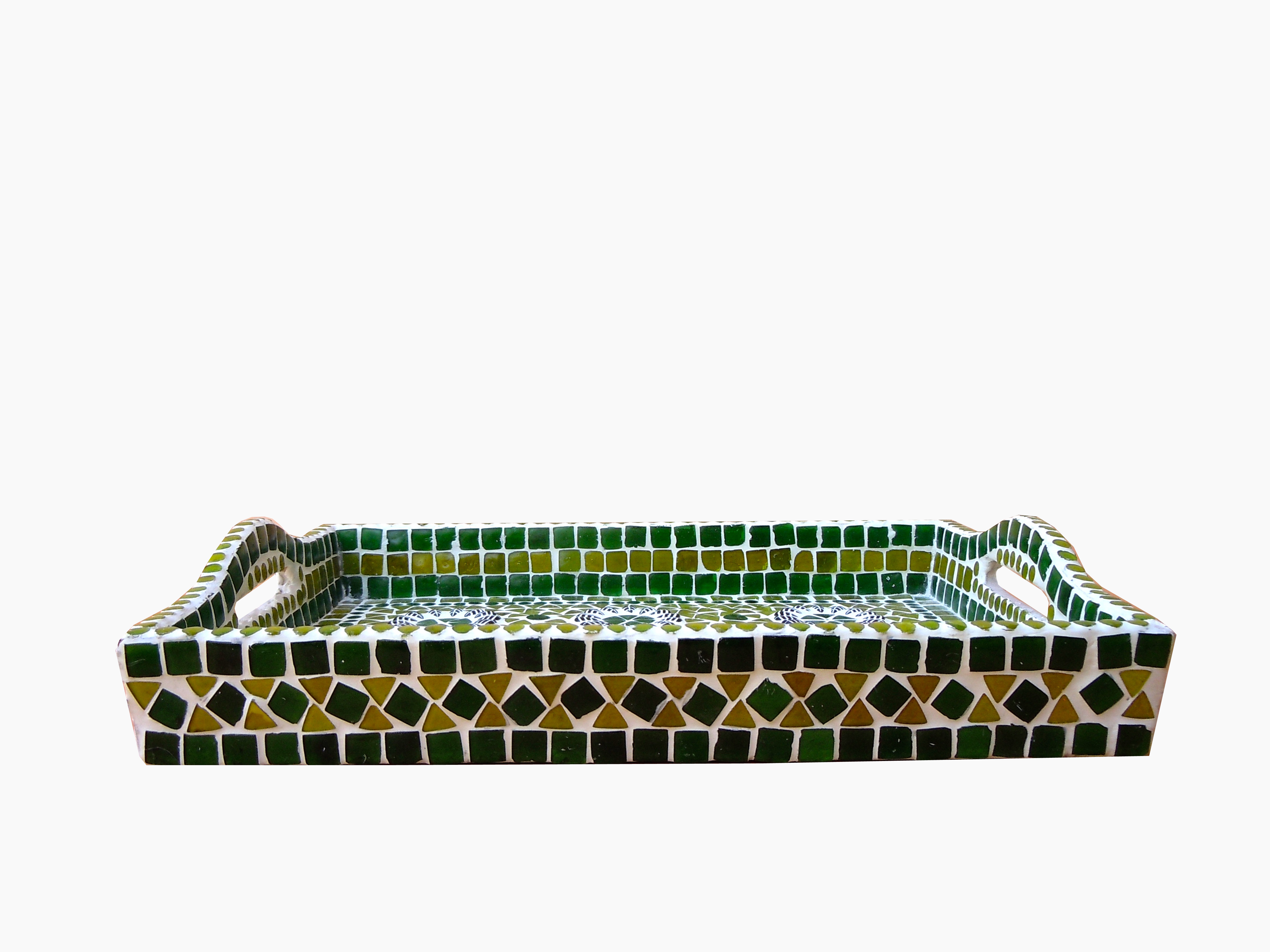 Mosaic Art Hand Made Tray: Green