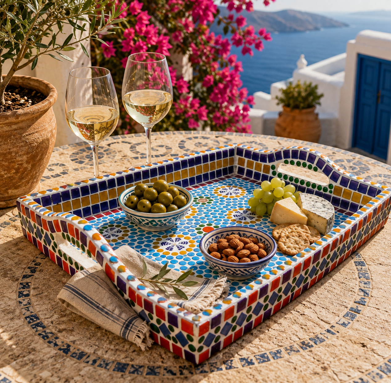 Mosaic Serving Tray : Multi Colored Handmade Tray