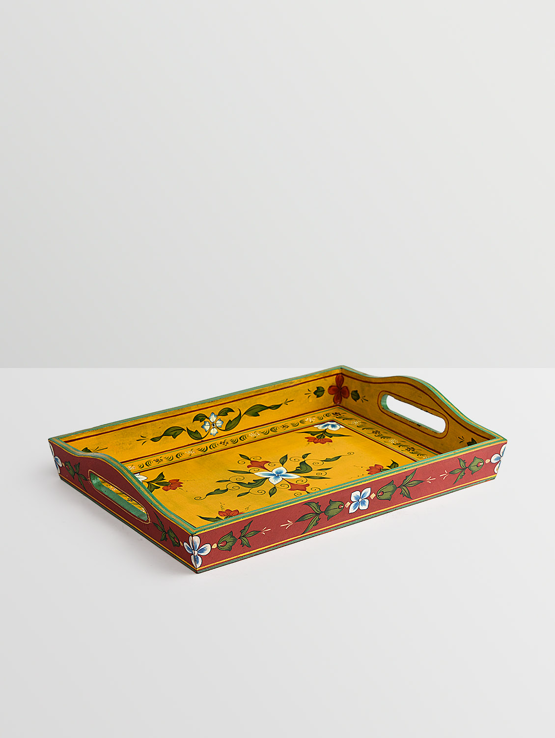 Hand Painted tray set of 2 : Mughal Floral-1