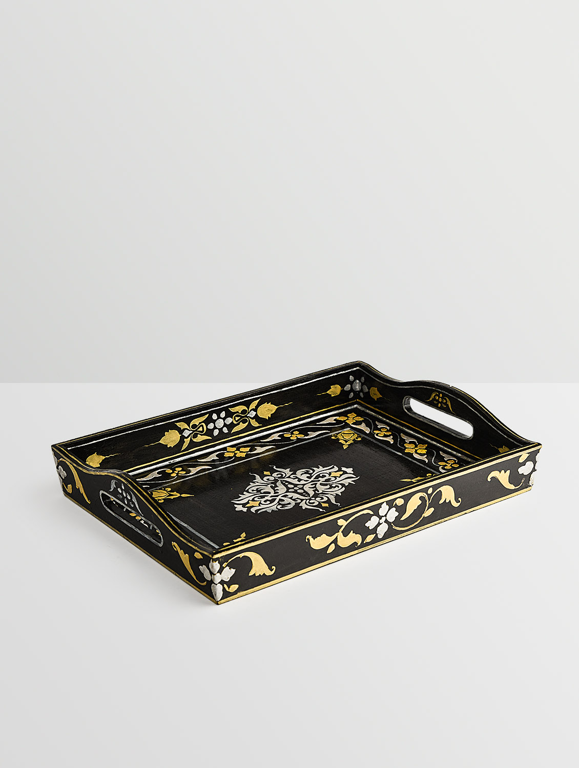 Hand Painted tray set of 2 : Mughal Floral-2