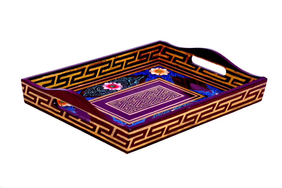 Hand Painted Serving Tray : Ladakhi art work Hand Painted Serving Tray : Ladakhi art work