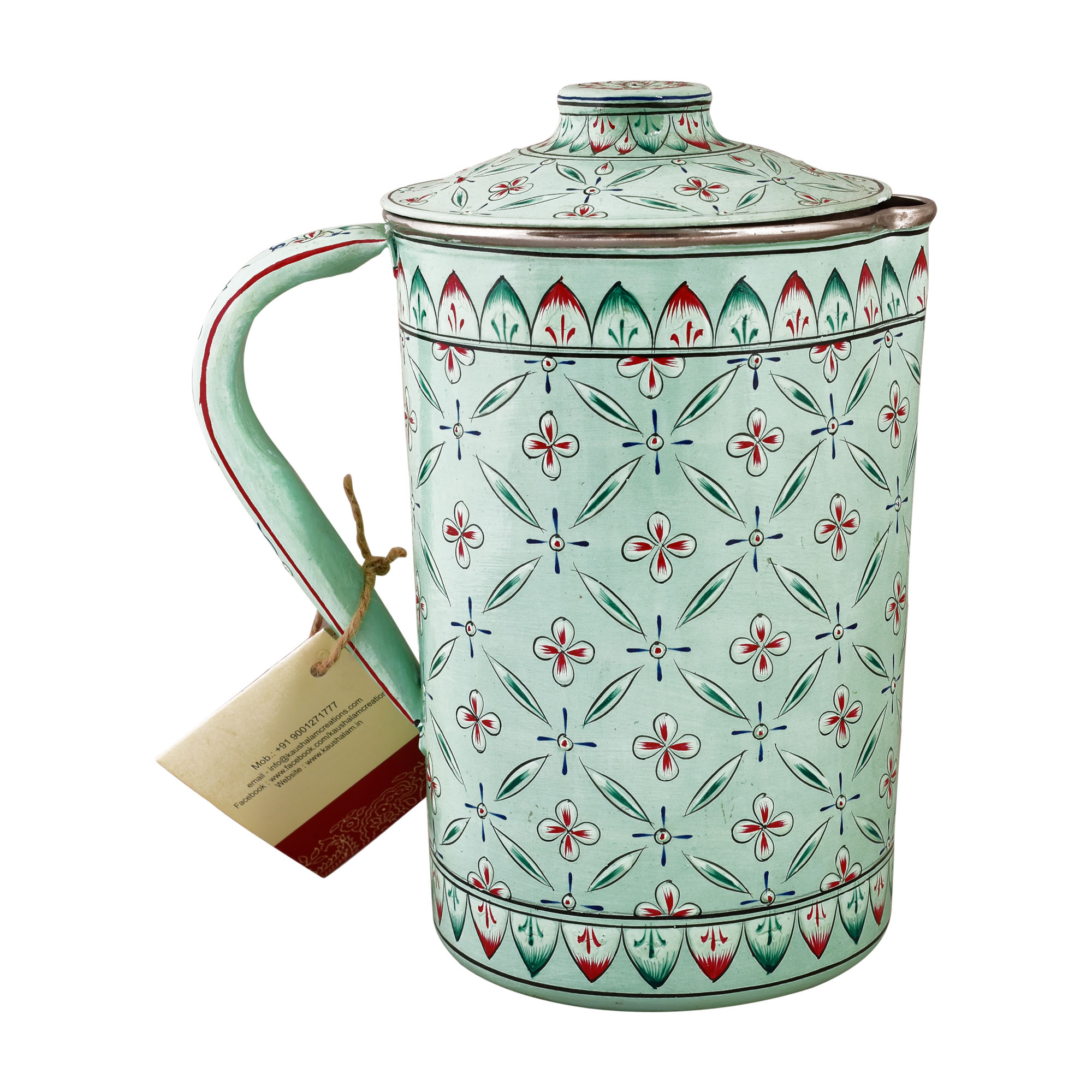 Hand Painted water jug- Aqua green Stainless steel pitcher/ Juice pitcher Hand Painted water jug- Aqua green Stainless steel pitcher/ Juice pitcher