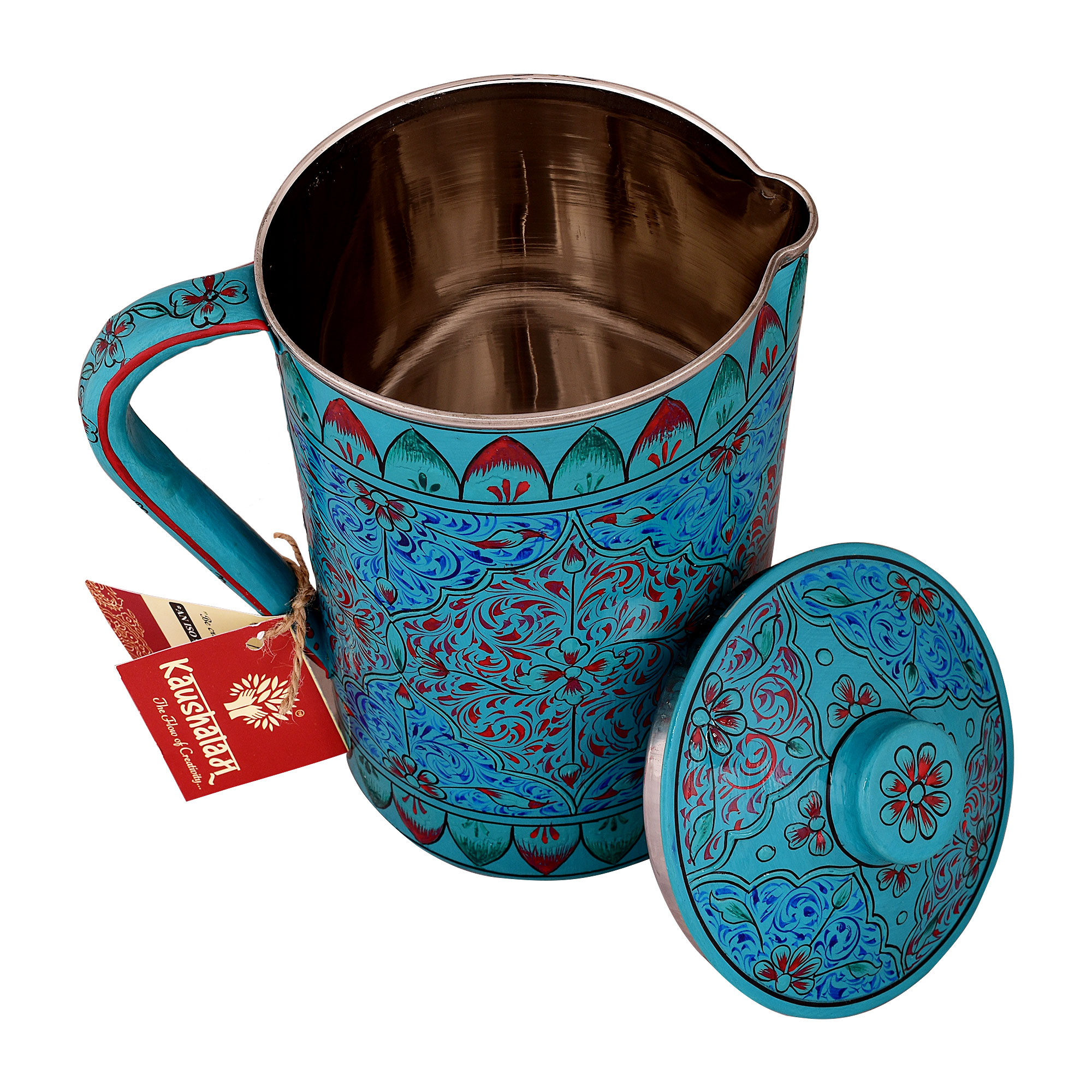 Hand Painted Water Jug- Sky Blue, Stainless Steel Water Pitcher, Juice Pitcher, Christmas Gift, Exclusive Tableware