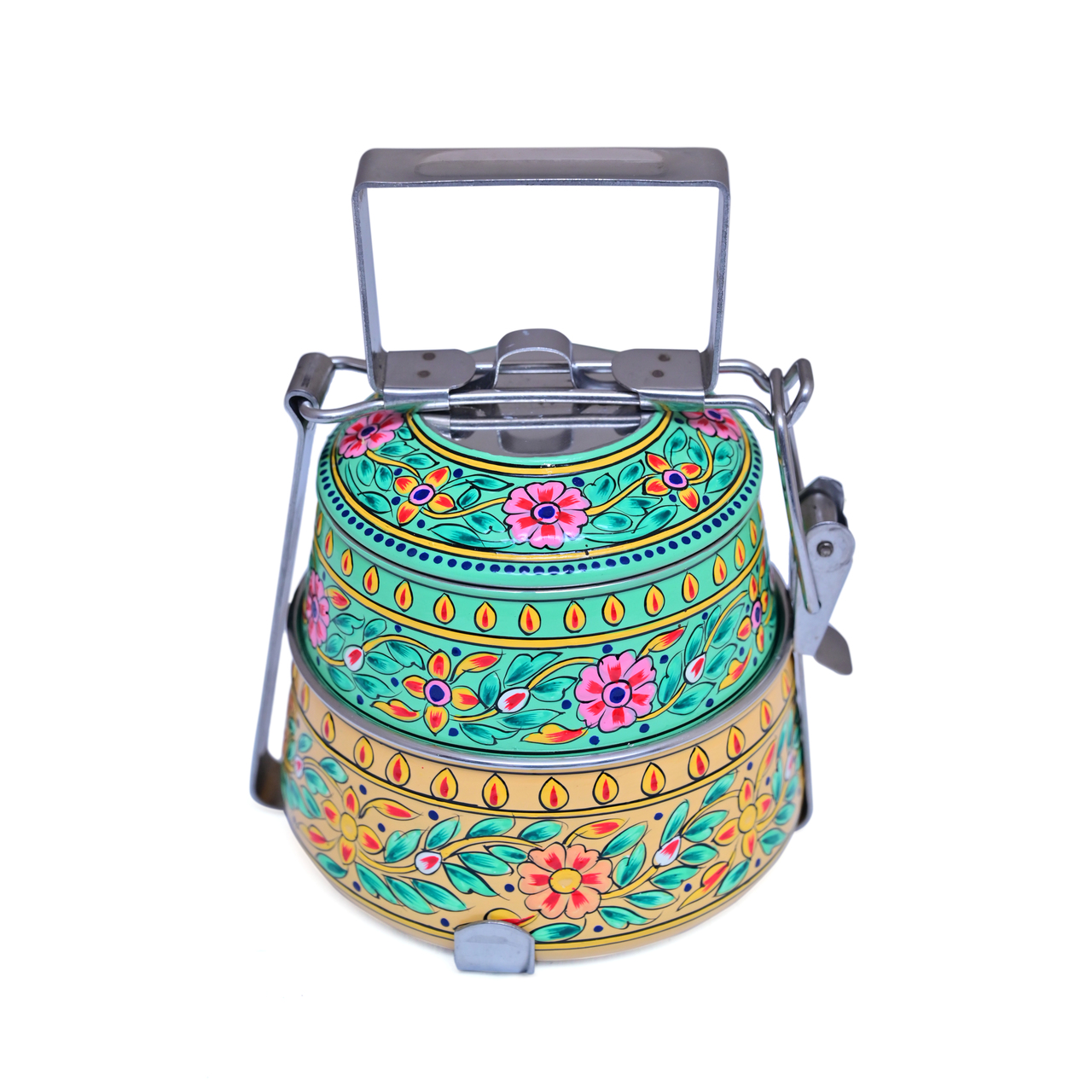 Hand Painted 2 Tier Steel Lunch Box- Venust