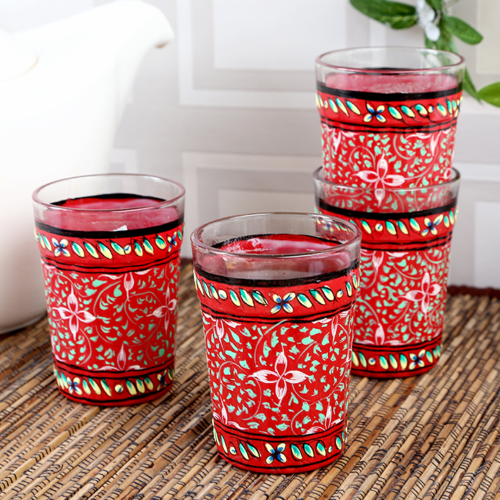 Hand Painted Tea Glass Set of 6-1