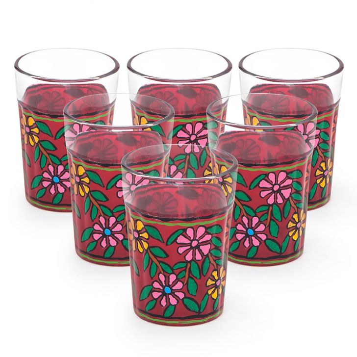 Hand Painted Tea Glass Set of 6-3