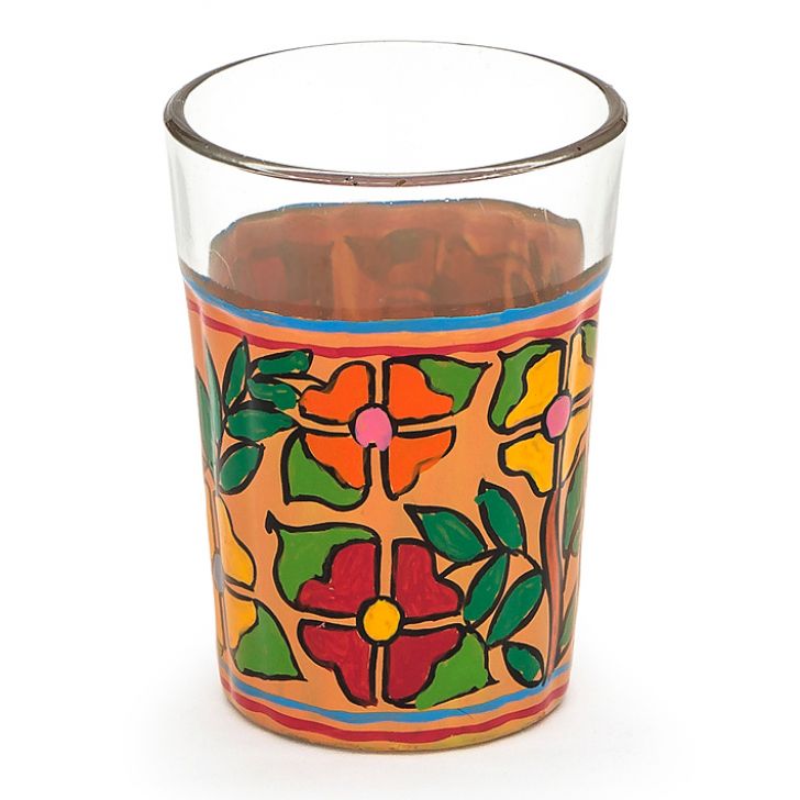 Hand Painted Tea Glass set of 6- Cutting Tea Glass