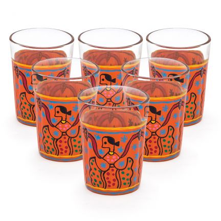 Hand Painted Tea Glass set of 6- Celebration Hand Painted Tea Glass set of 6- Celebration