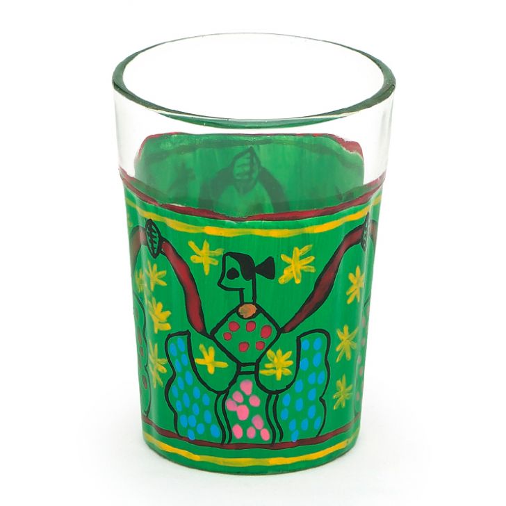 Hand Painted Tea Glass set of 6- Celebration Green