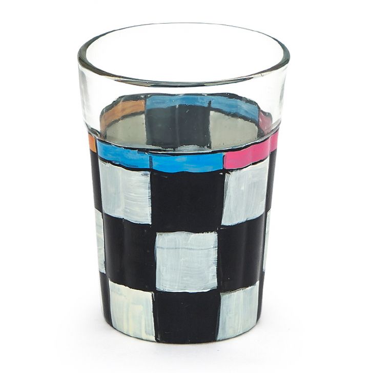 Hand Painted Tea Glass set of 6- Checkers