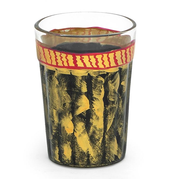 Hand Painted Tea Glass set of 6: Antiqua Black