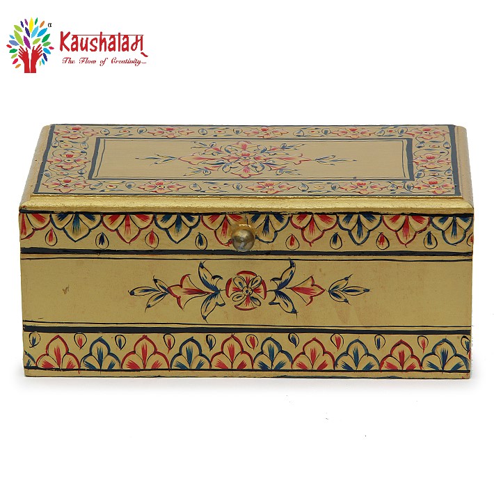 Hand Painted Tea Box : Mughal Gold