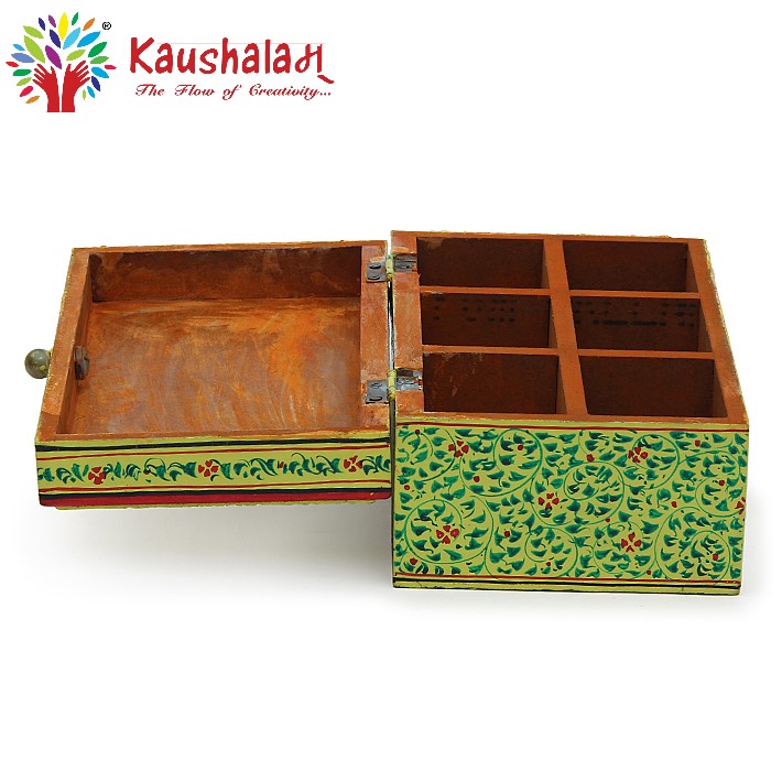 Hand Painted Tea Box : Mughal Elegant Leaf