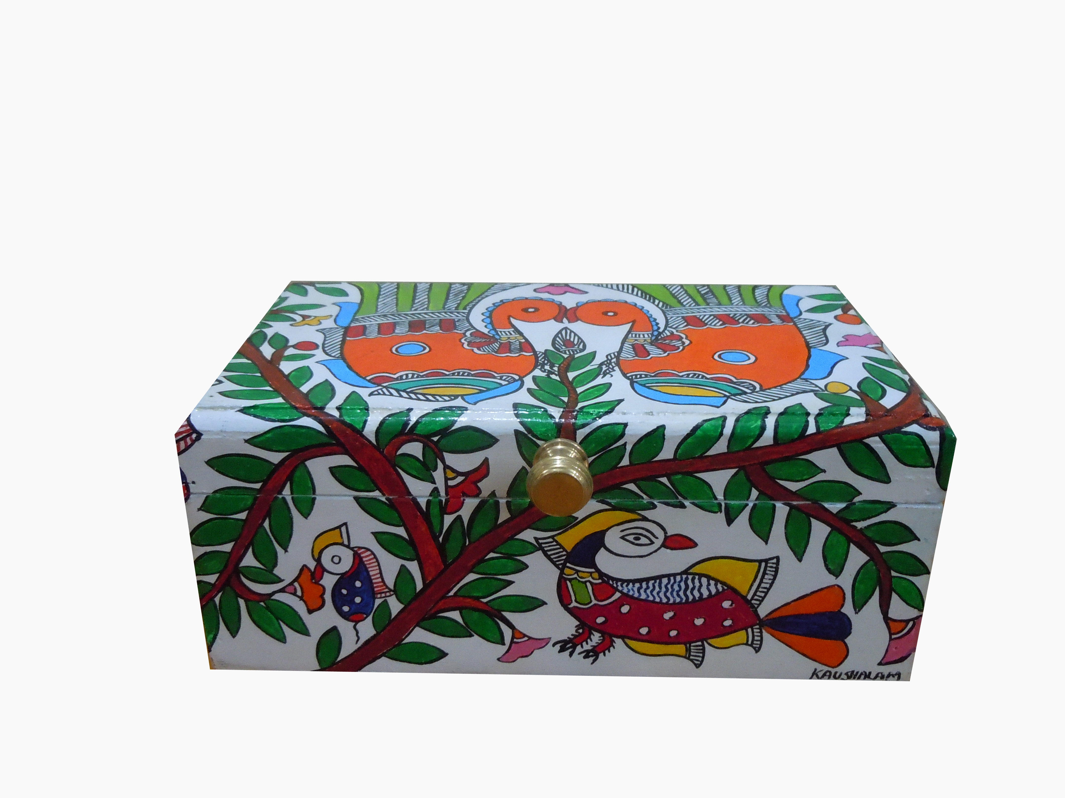 Hand Painted Tea Box: Love Birds