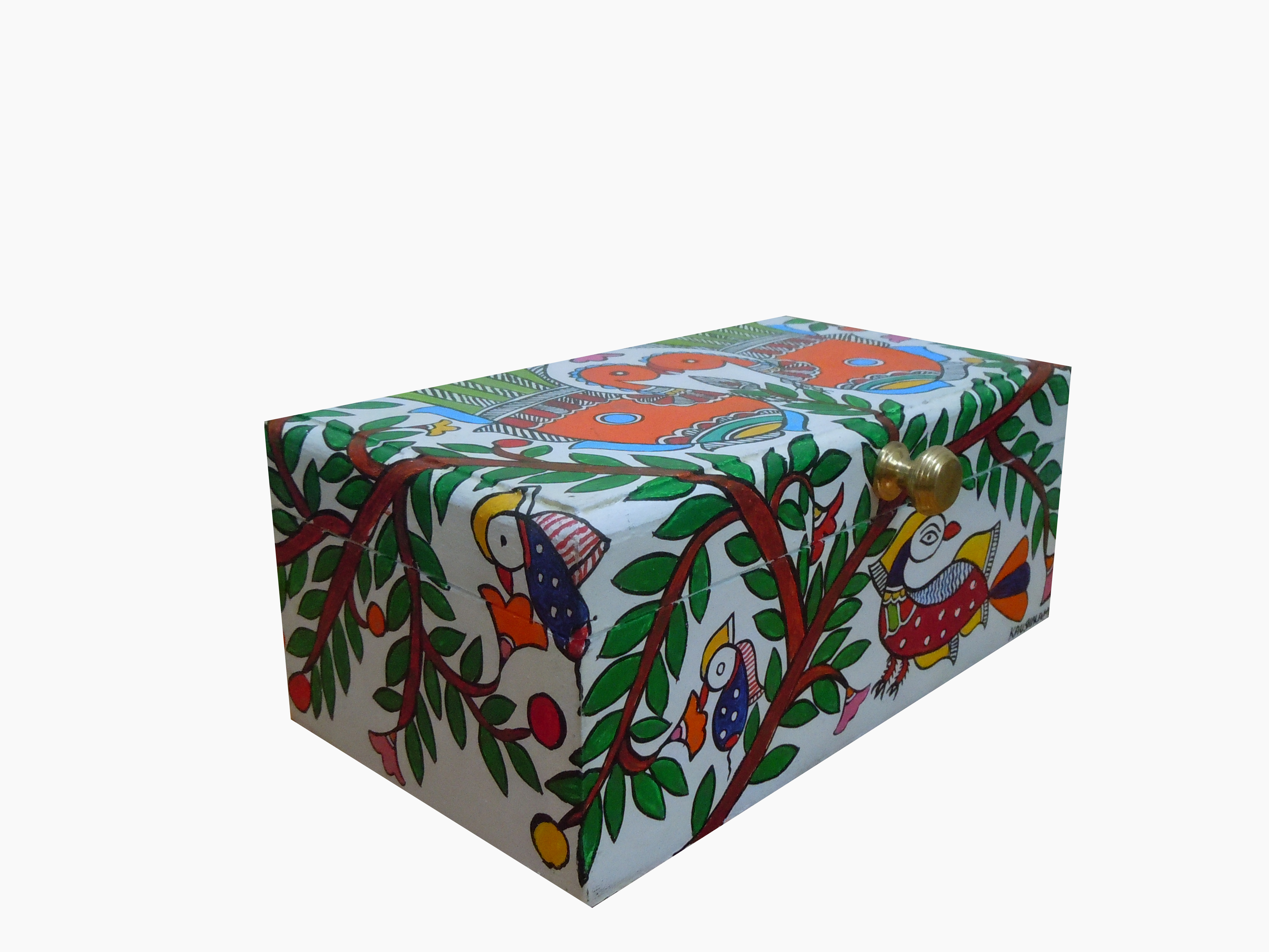 Hand Painted Tea Box: Love Birds