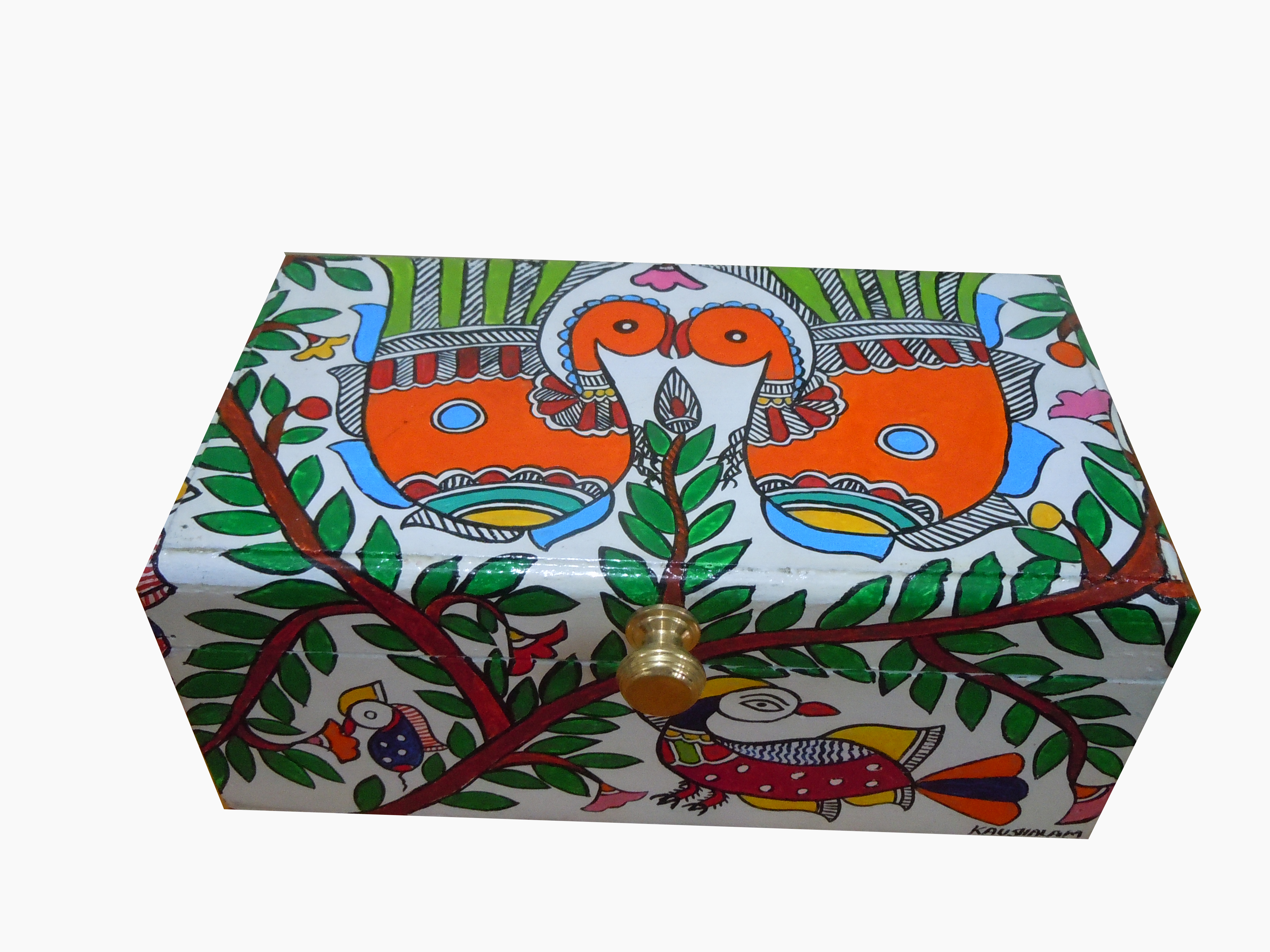 Hand Painted Tea Box: Love Birds