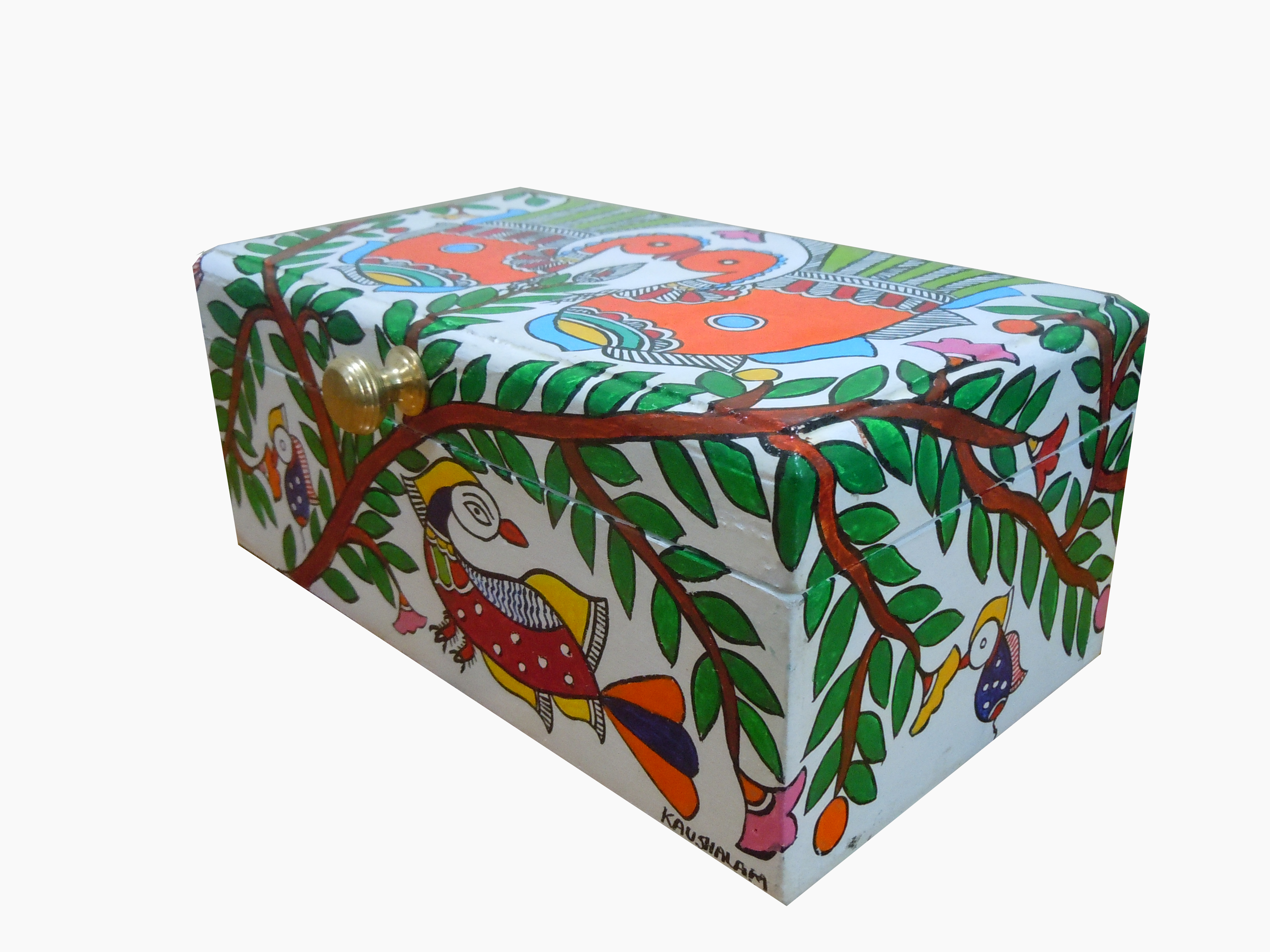 Hand Painted Tea Box: Love Birds