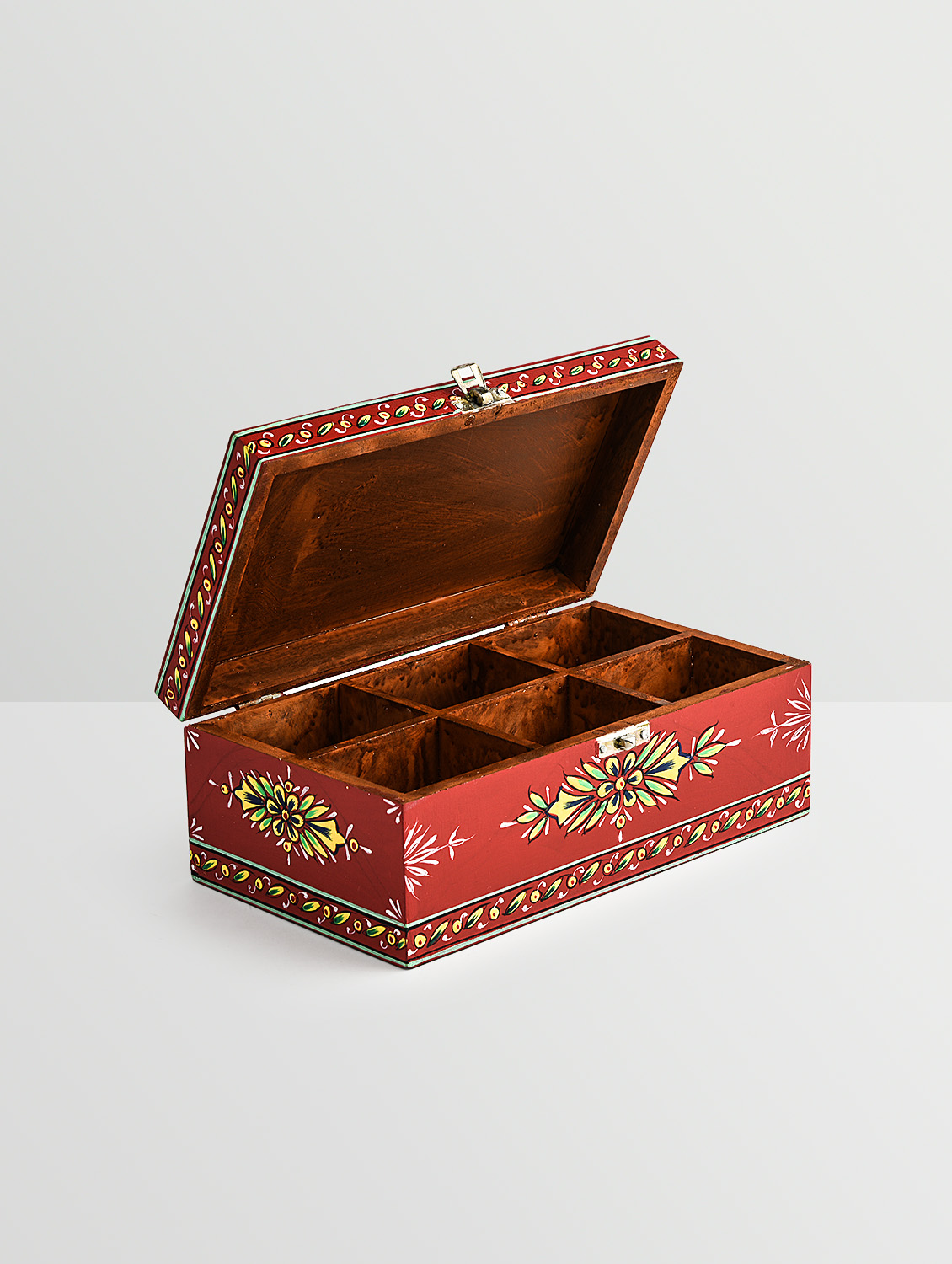 Hand Painted Tea Box : Mughal All Red