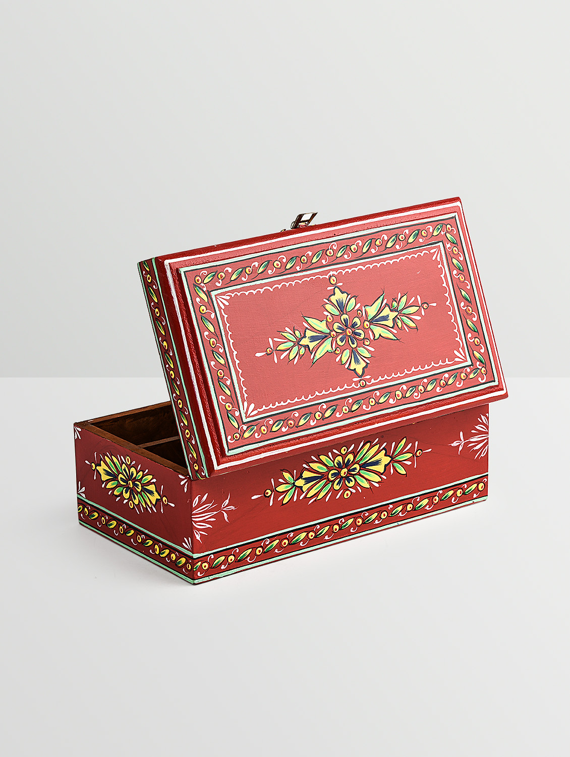 Hand Painted Tea Box : Mughal All Red