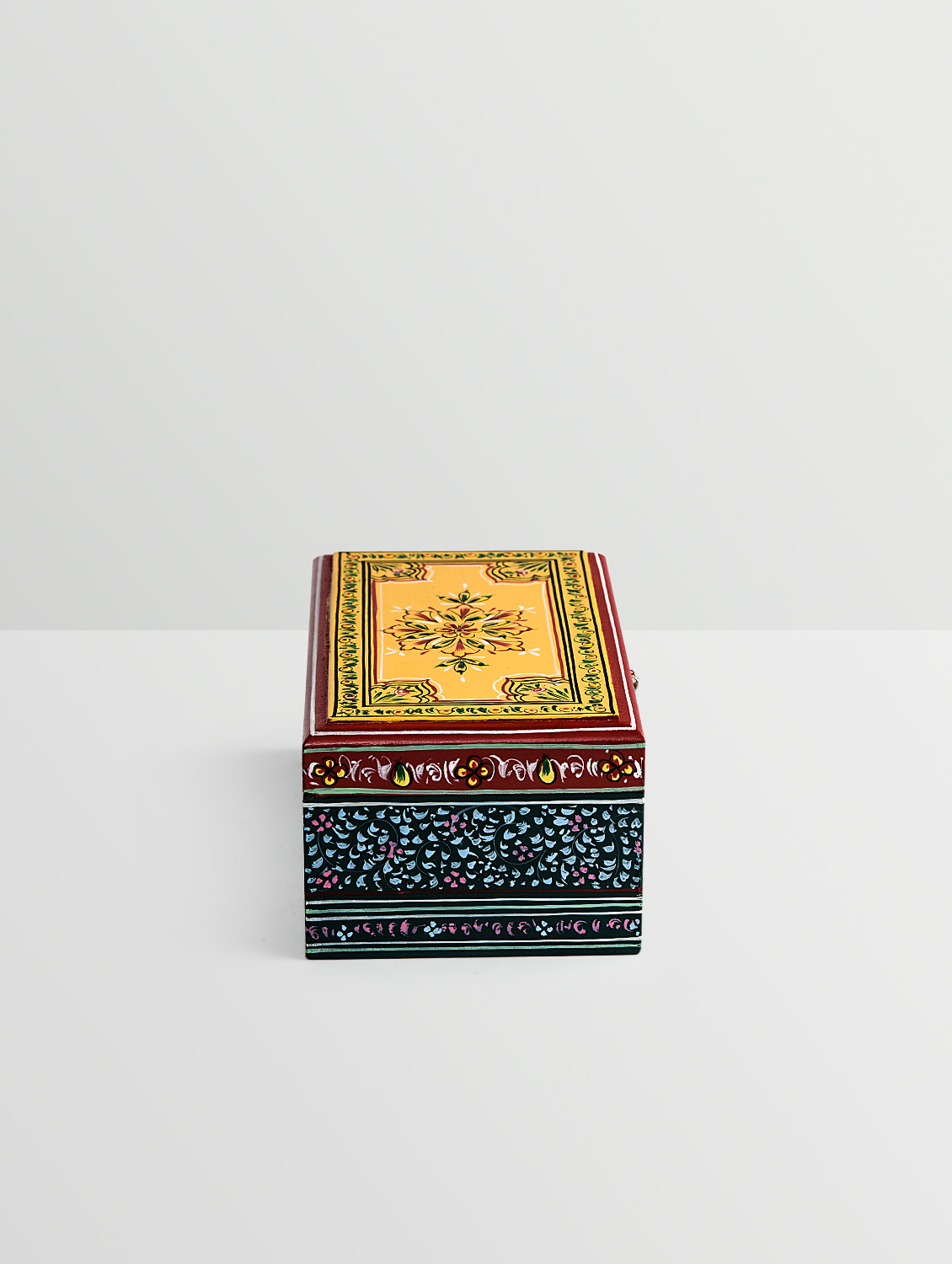 Hand Painted Tea Box : Mughal Green Yellow