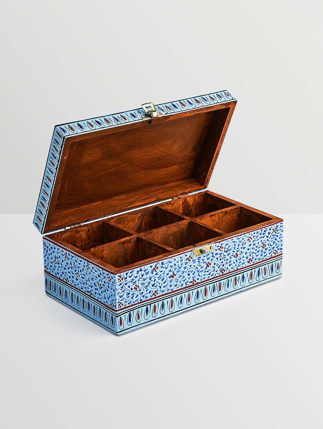 Hand Painted Tea Box : Mughal Sky Blue