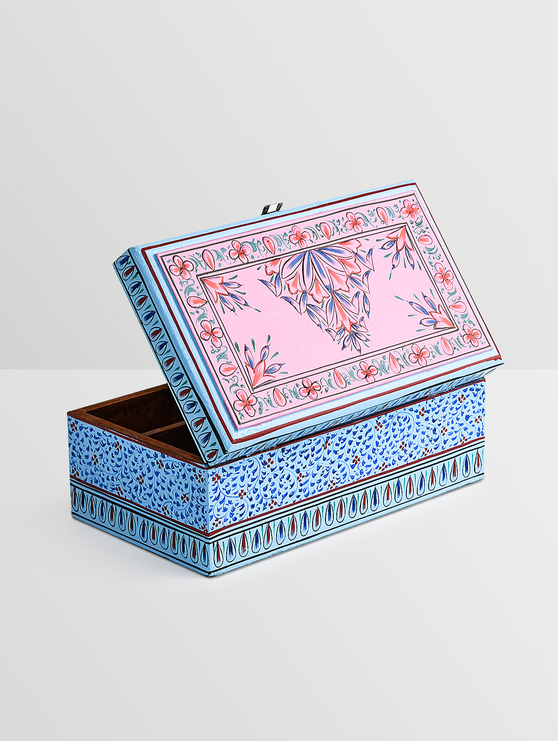 Hand Painted Tea Box : Mughal Sky Blue