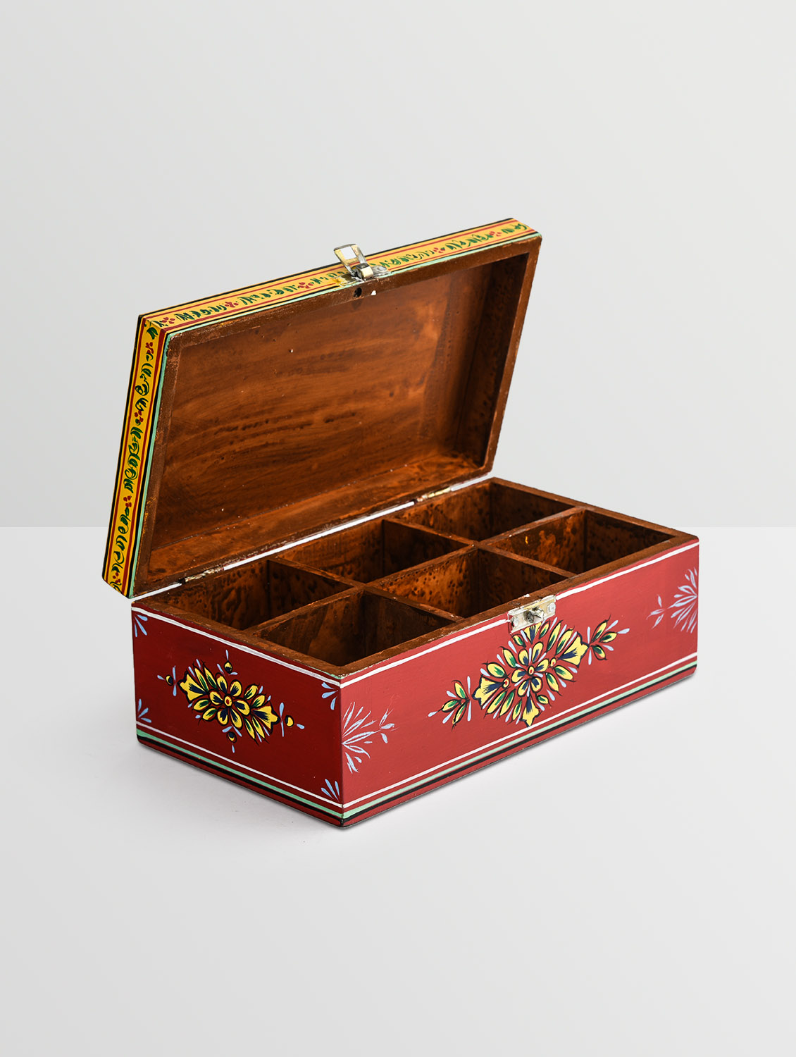 Hand Painted Tea Box : Mughal Red
