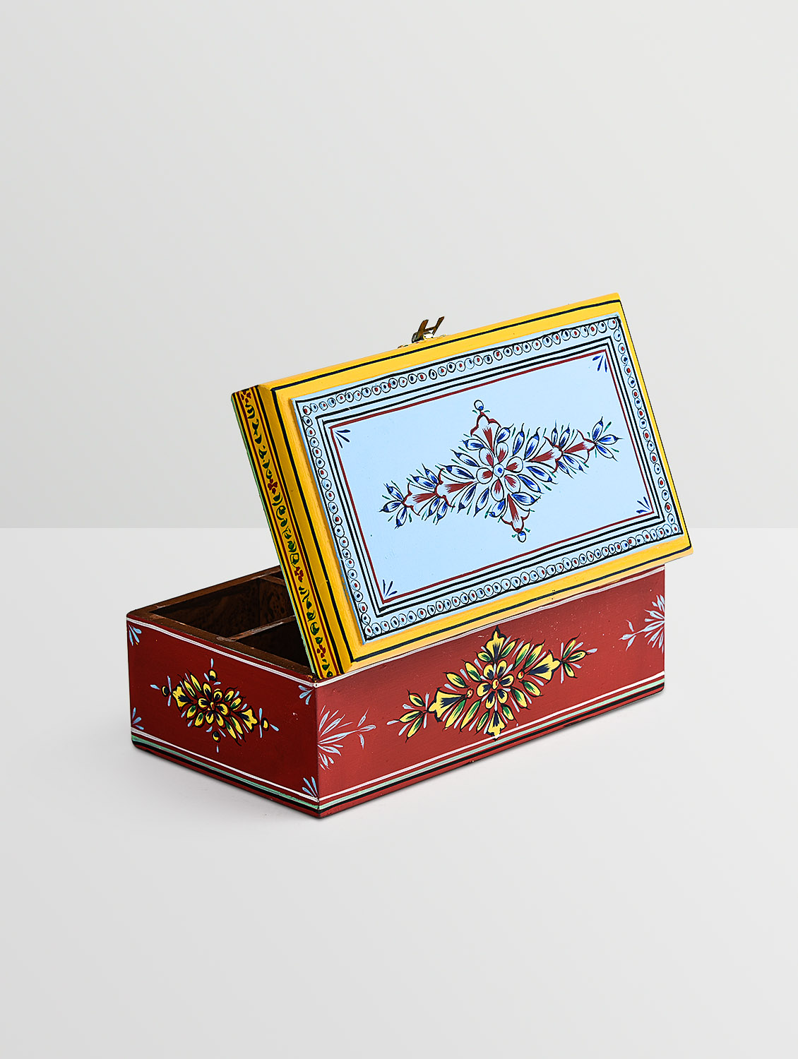 Hand Painted Tea Box : Mughal Red